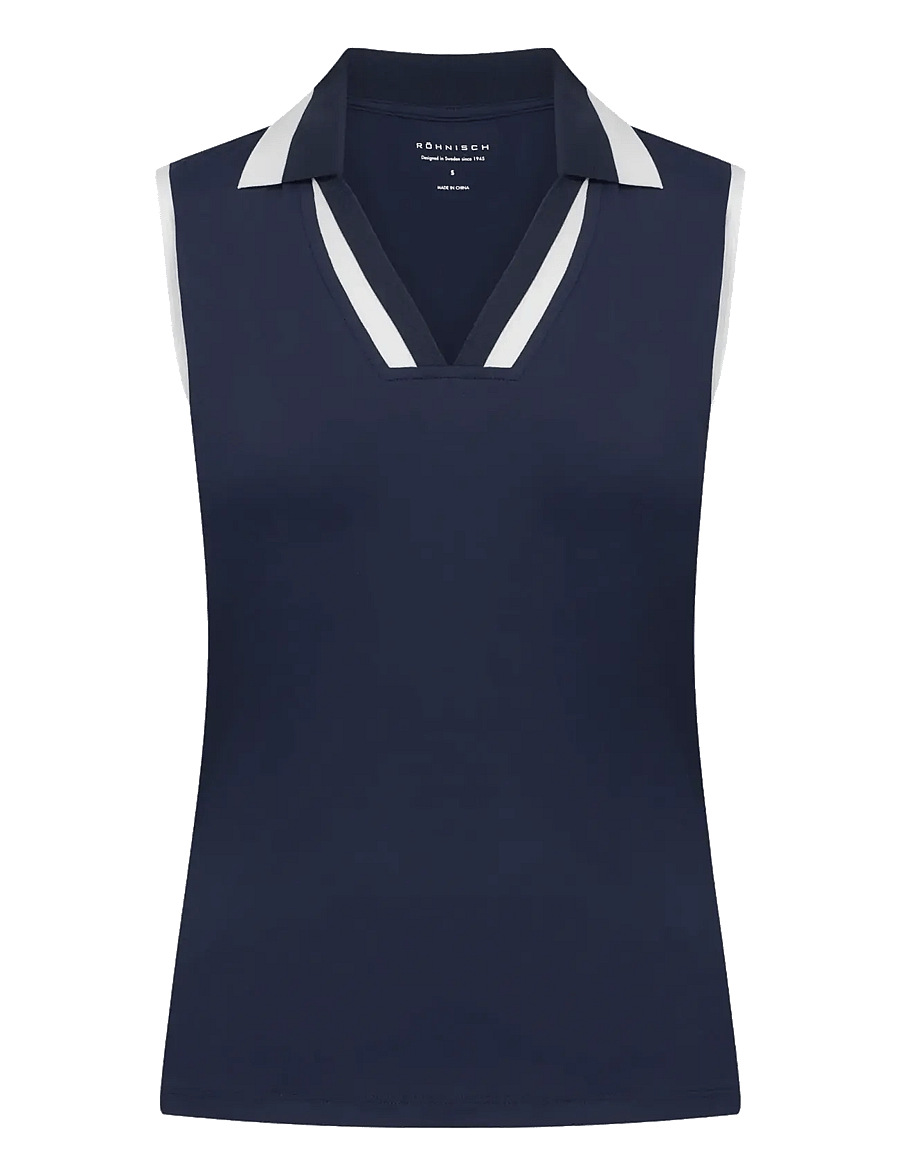 Röhnisch - Essential sleeveless poloshirt - toppar & t-shirts - navy - 1
