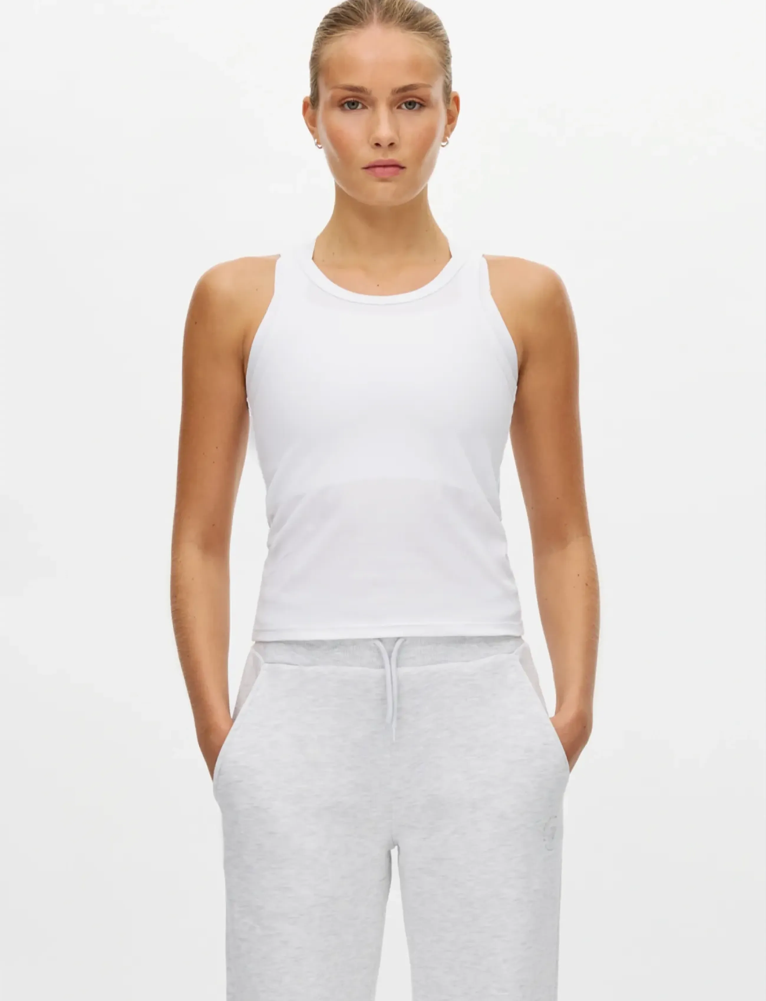 Röhnisch Rib Drymotion Singlet, L, White, Sports Overdele & T-shirts > Sport Tank Overdele, Dame