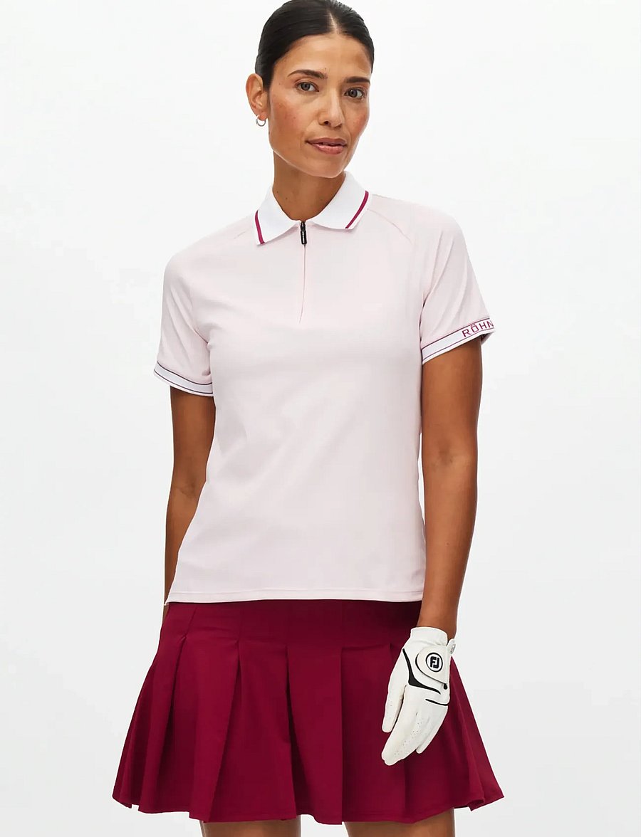 Röhnisch - Rib poloshirt - toppar & t-shirts - cradle pink - 0