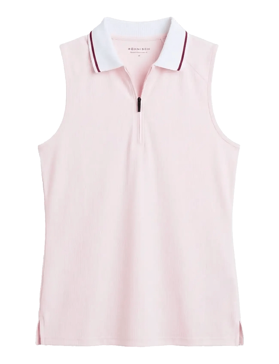 Röhnisch - Rib sleeveless poloshirt - oberteile & t-shirts - cradle pink - 1