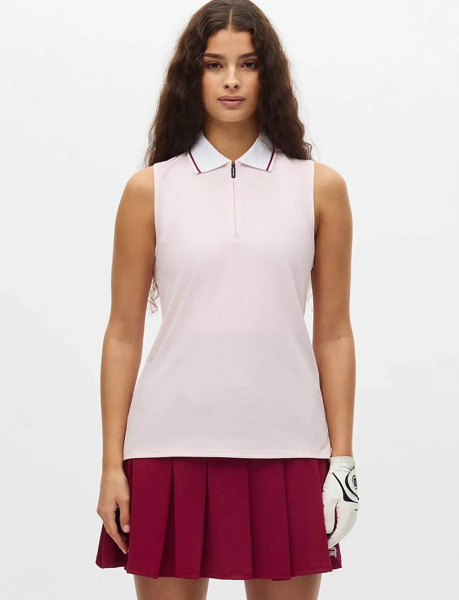 Röhnisch - Rib sleeveless poloshirt - oberteile & t-shirts - cradle pink - 0