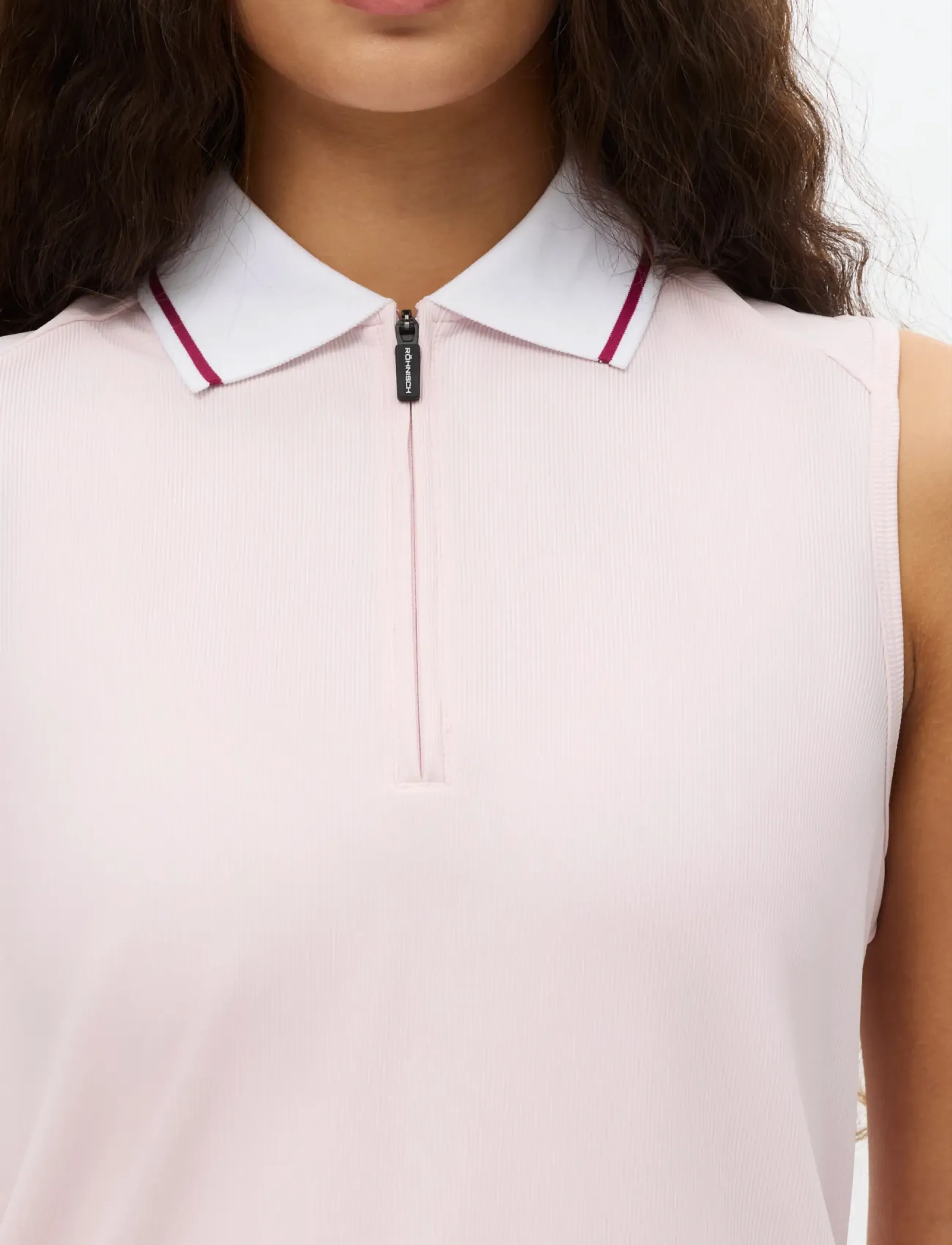 Röhnisch - Rib sleeveless poloshirt - toppe & t-shirts - cradle pink - 3