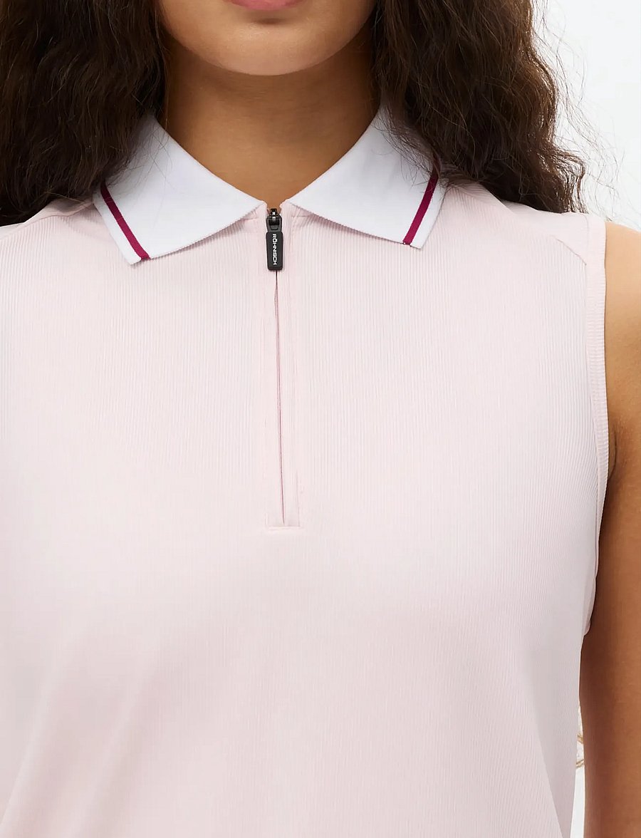 Röhnisch - Rib sleeveless poloshirt - oberteile & t-shirts - cradle pink - 3