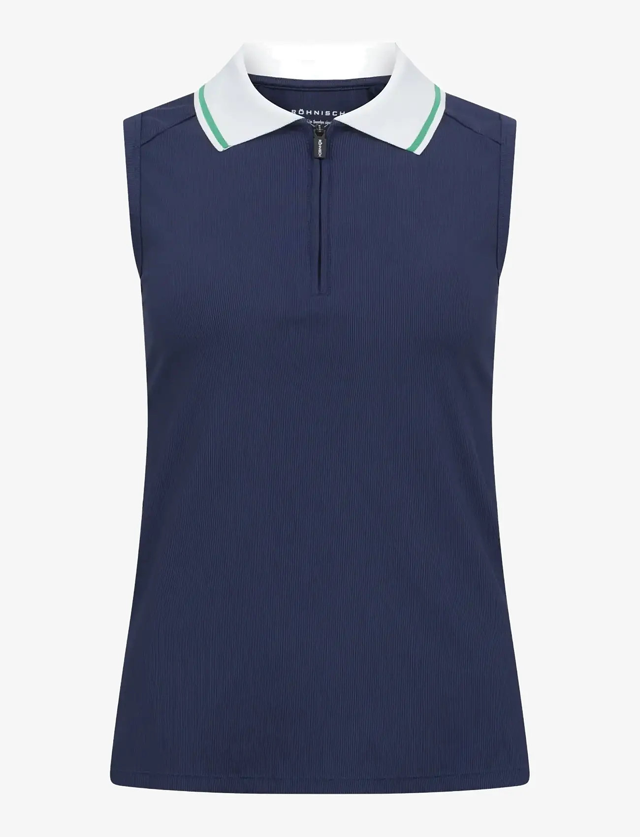 Röhnisch - Rib sleeveless poloshirt - toppe & t-shirts - navy - 1