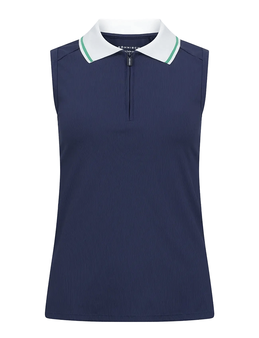 Röhnisch - Rib sleeveless poloshirt - oberteile & t-shirts - navy - 1