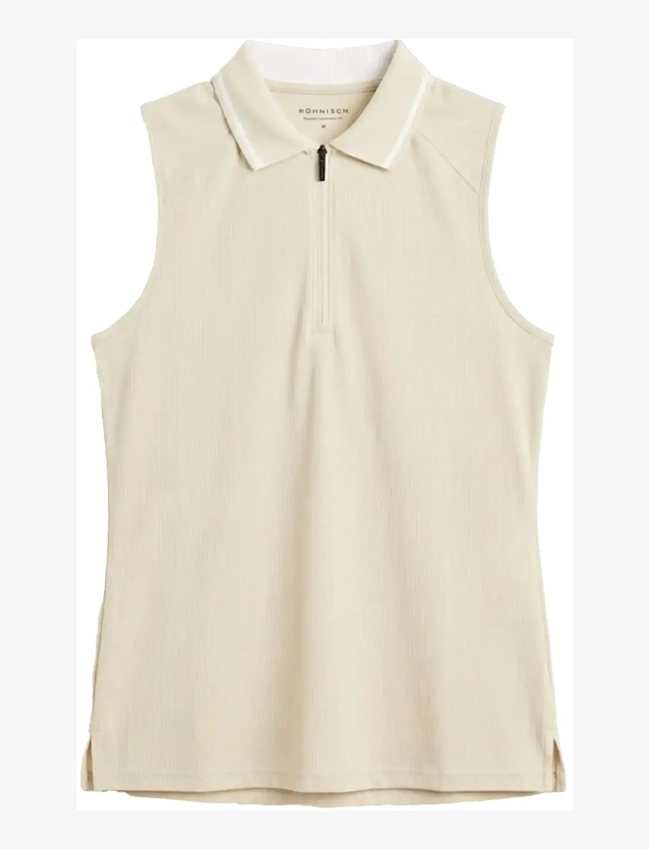 Röhnisch - Rib sleeveless poloshirt - oberteile & t-shirts - oatmeal - 1