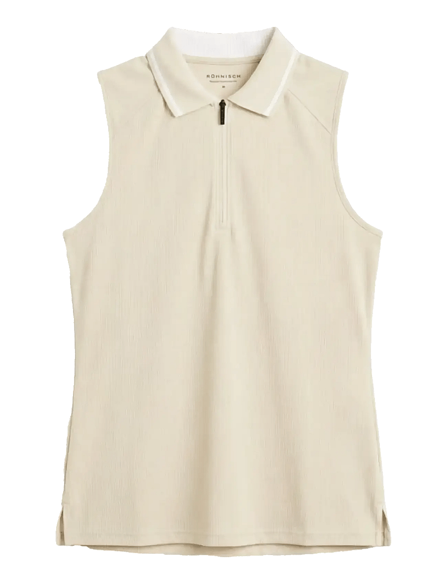 Röhnisch - Rib sleeveless poloshirt - oberteile & t-shirts - oatmeal - 1