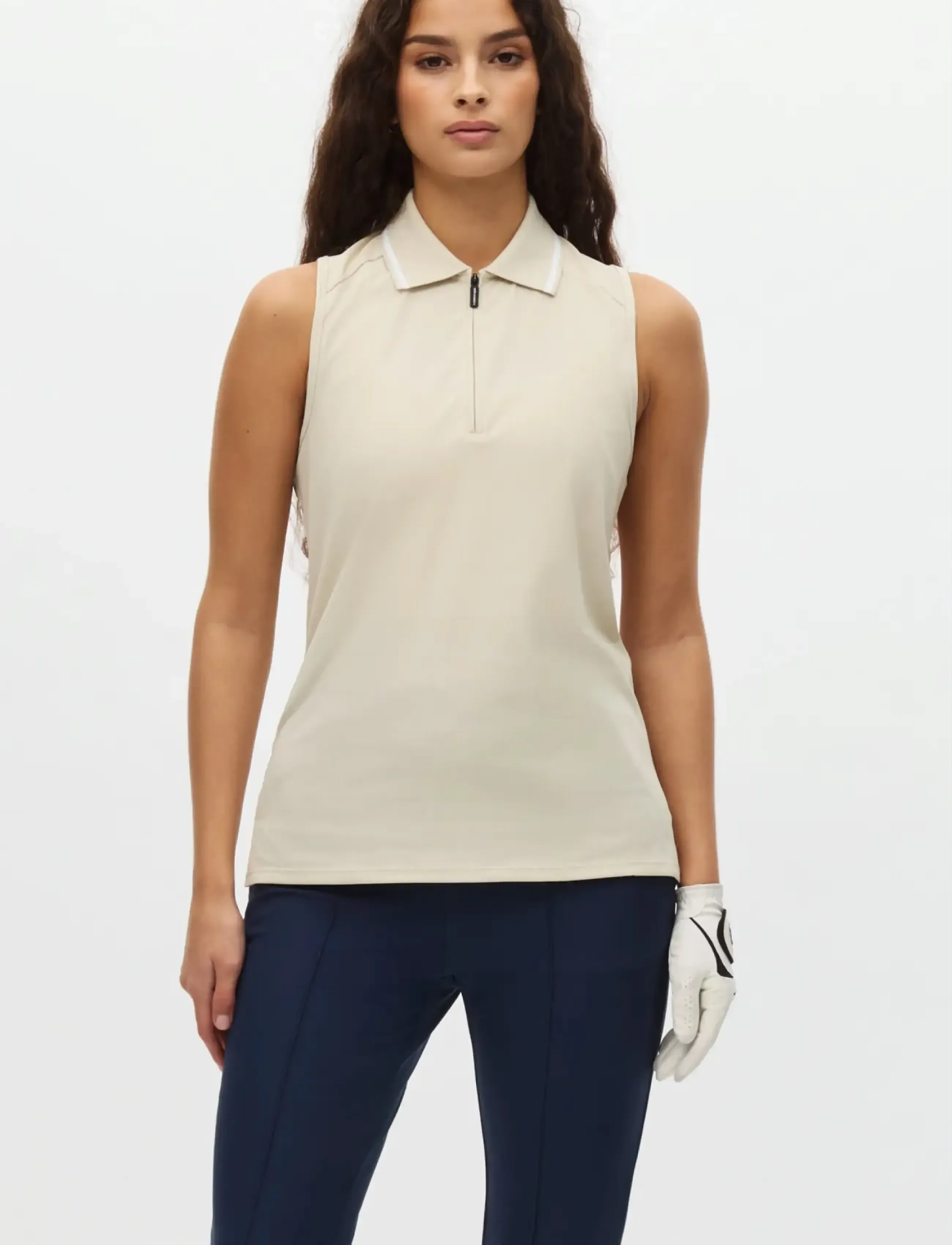 Röhnisch Rib Sleeveless Poloshirt, S, Sports Oberteile & T-shirts, Beige - Sport Polos, Frauen