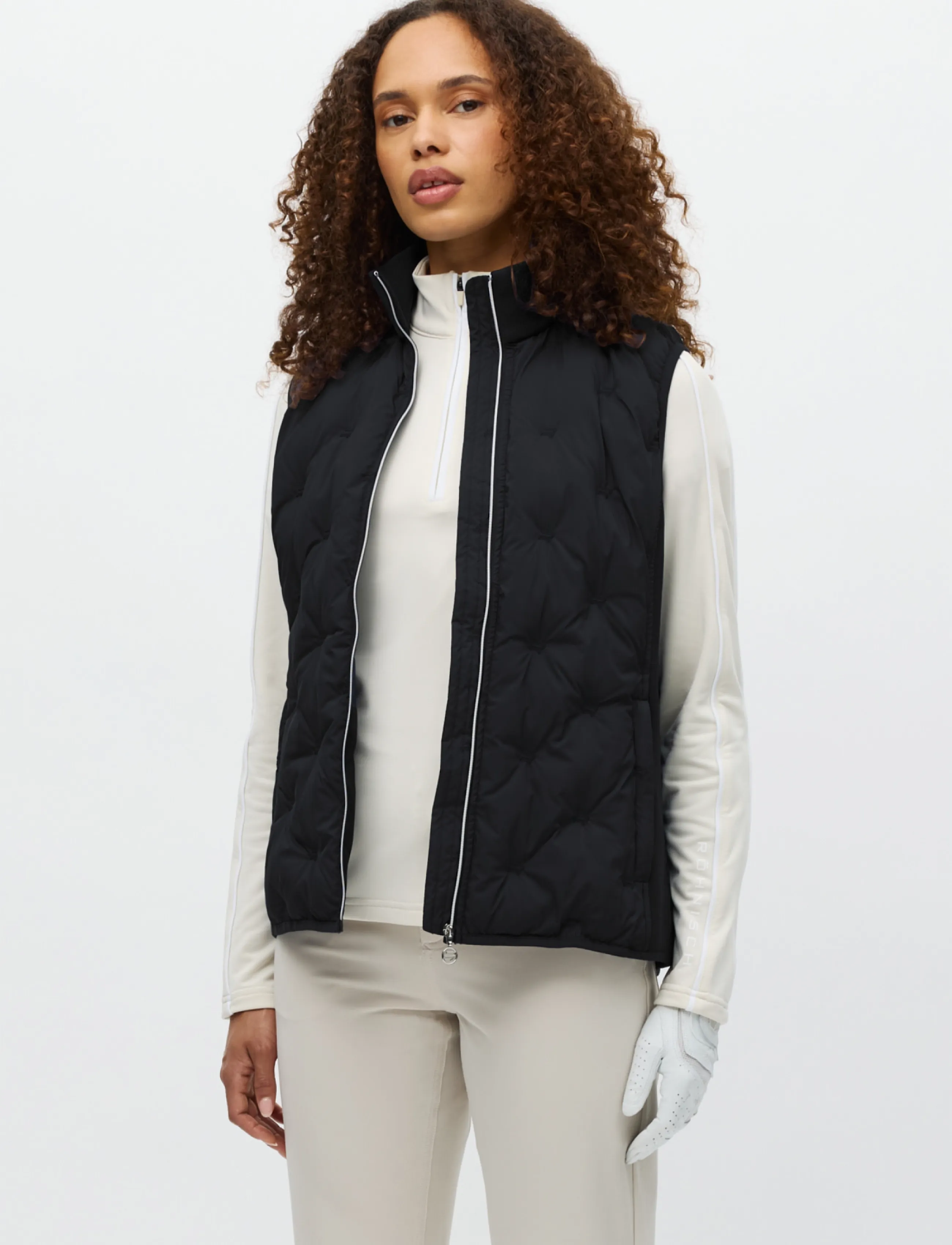 Röhnisch Padded Windbreaker Vest, Kvinder, Vatteret Vindbreaker Vest, Sort, Str: XXL