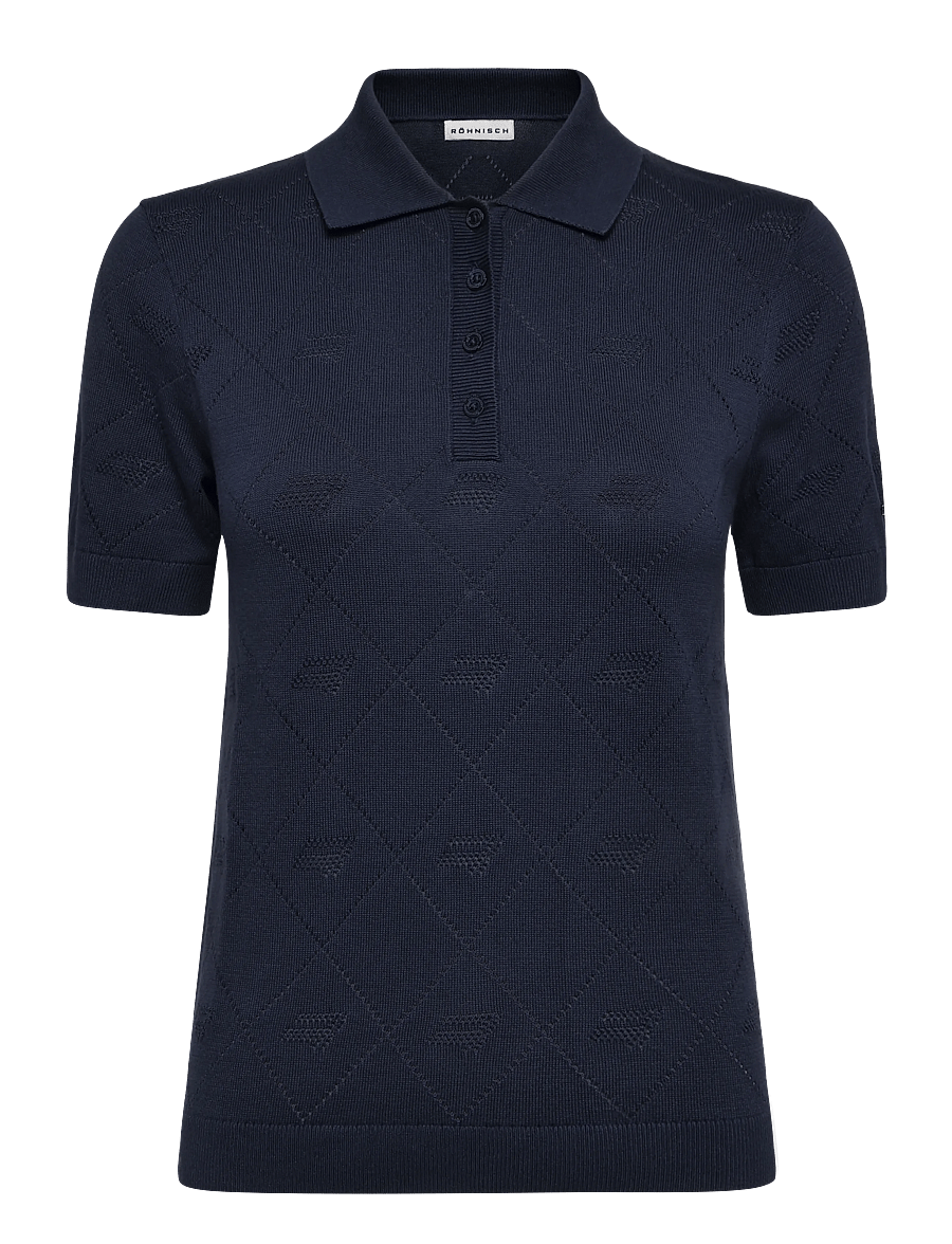 Röhnisch - Logo Jacquard poloshirt - oberteile & t-shirts - navy - 0