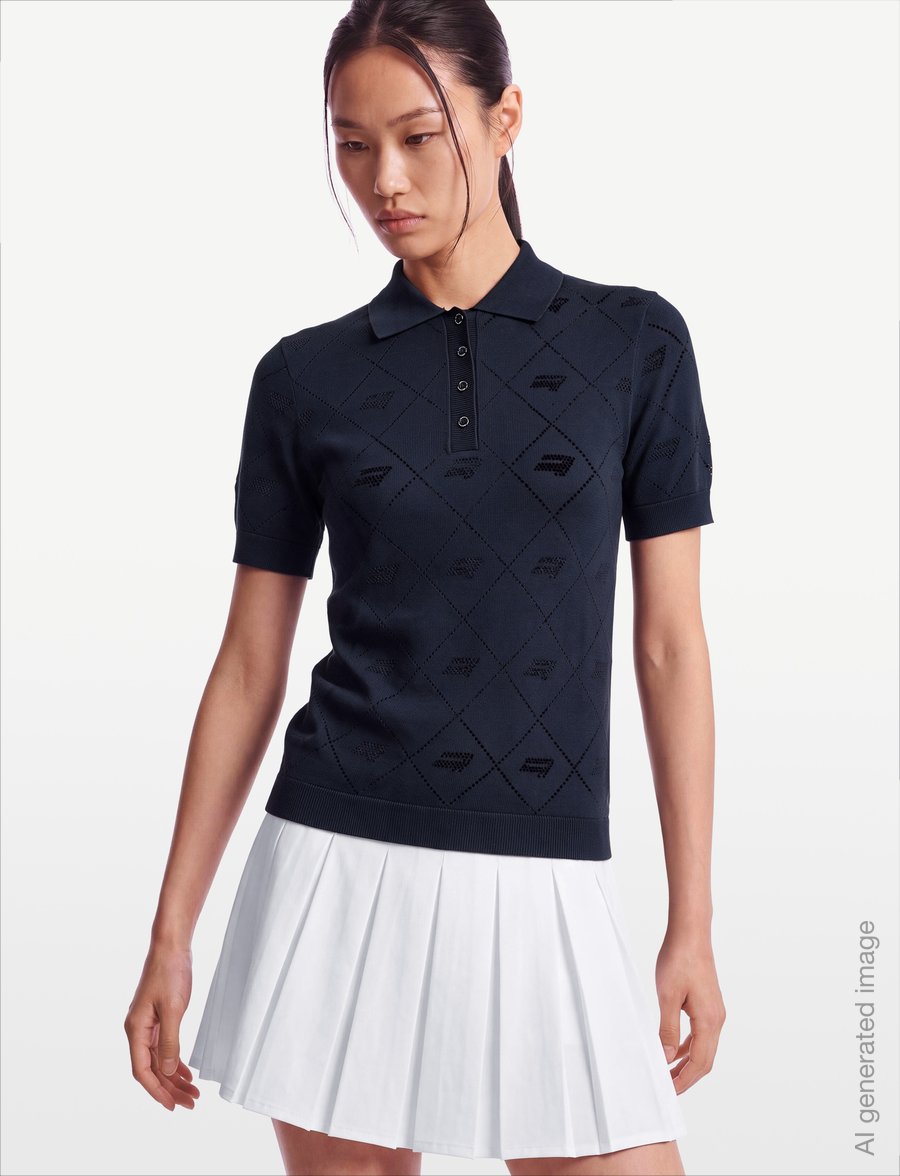 Röhnisch - Logo Jacquard poloshirt - polos - navy - 3