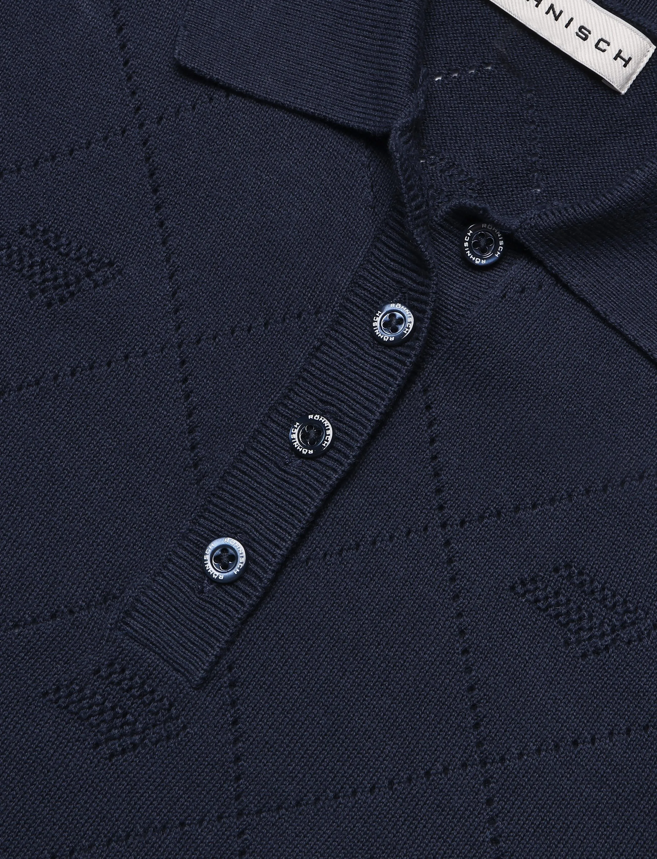 Röhnisch - Logo Jacquard poloshirt - oberteile & t-shirts - navy - 2