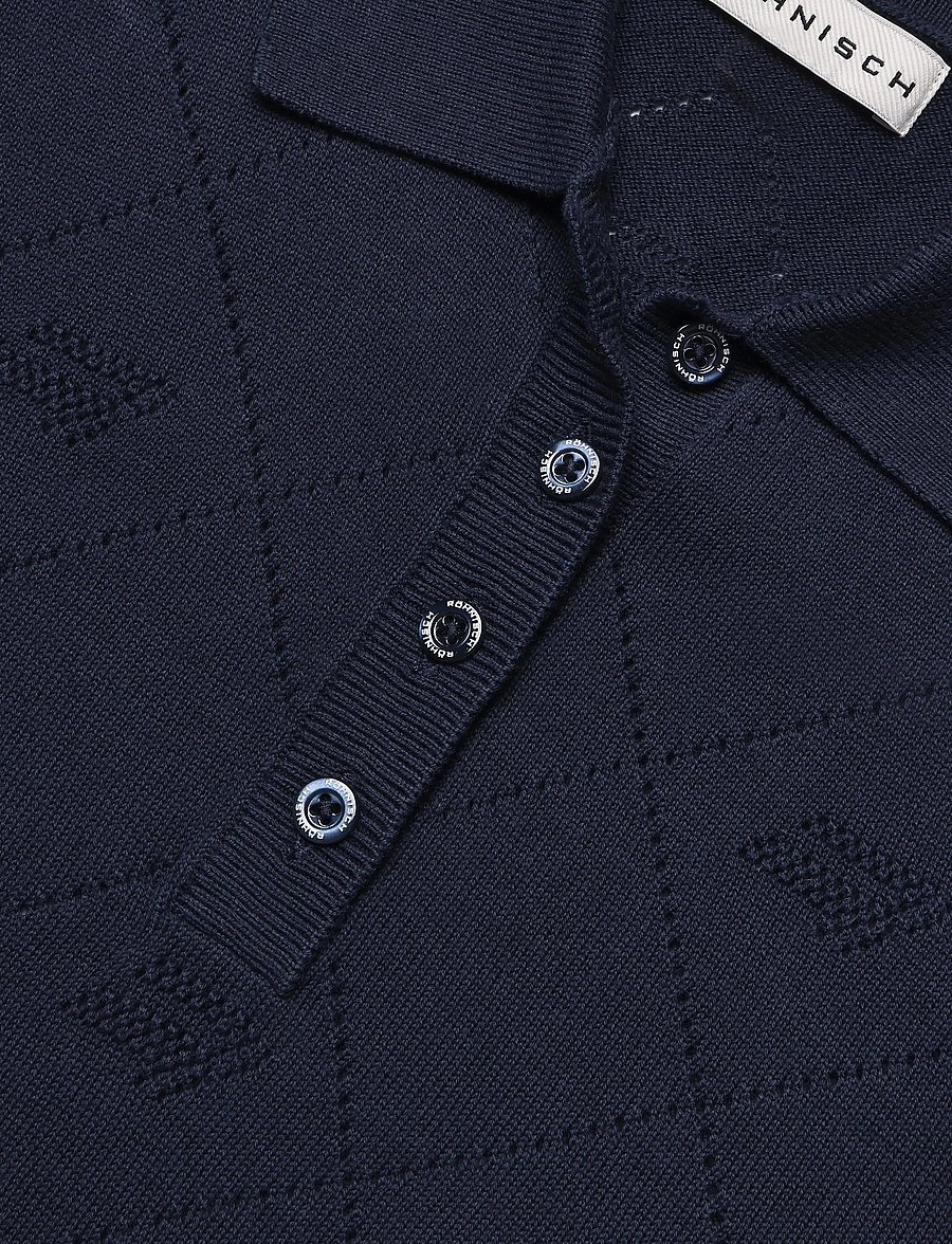 Röhnisch - Logo Jacquard poloshirt - oberteile & t-shirts - navy - 2