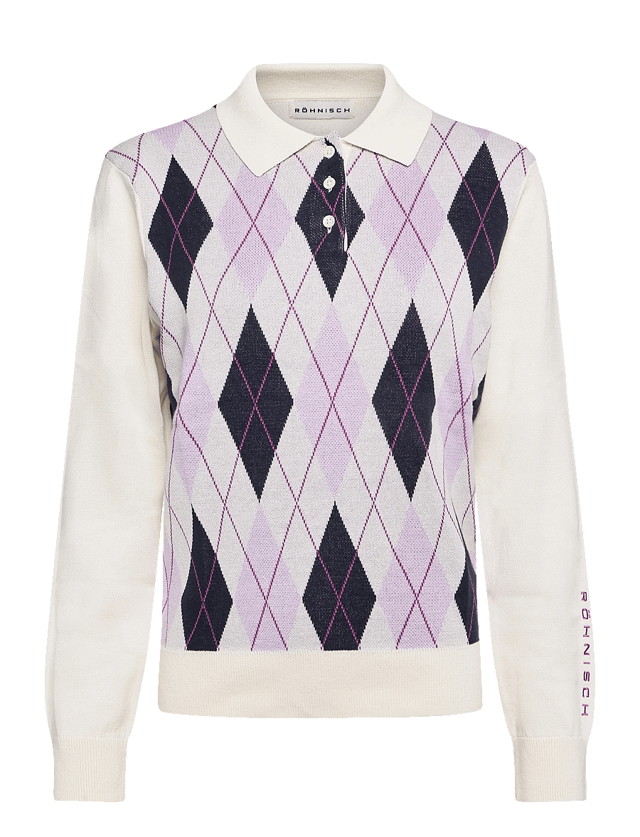 Röhnisch - Heritage Knitted Poloshirt - hemden - orchid argyle - 1