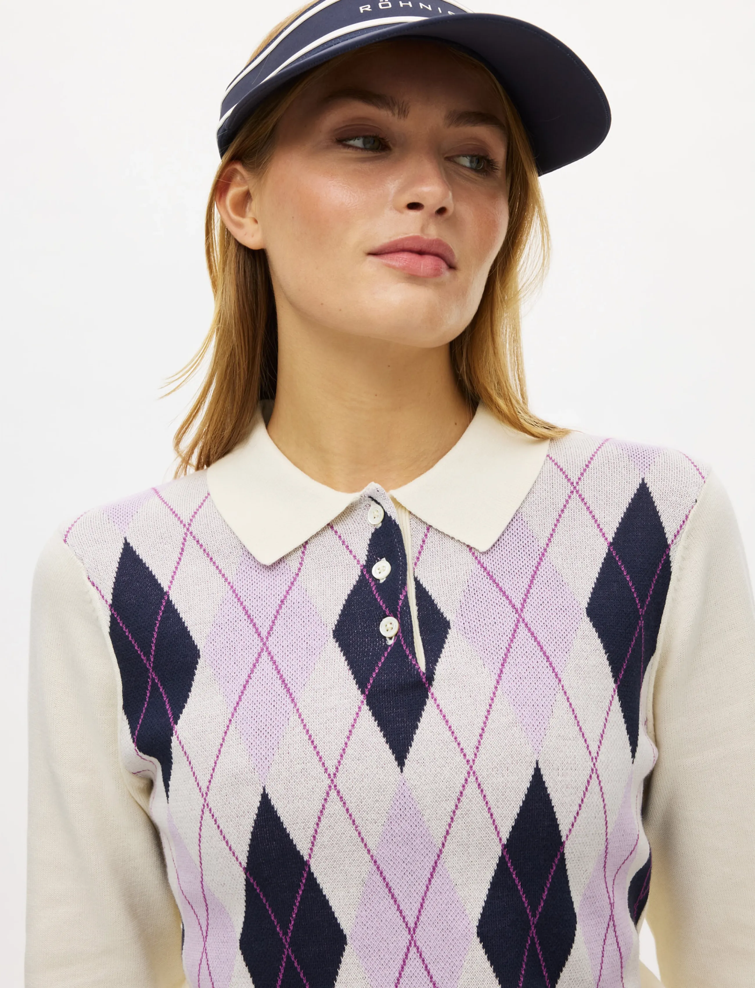 Röhnisch - Heritage Knitted Poloshirt - orchid argyle - 3