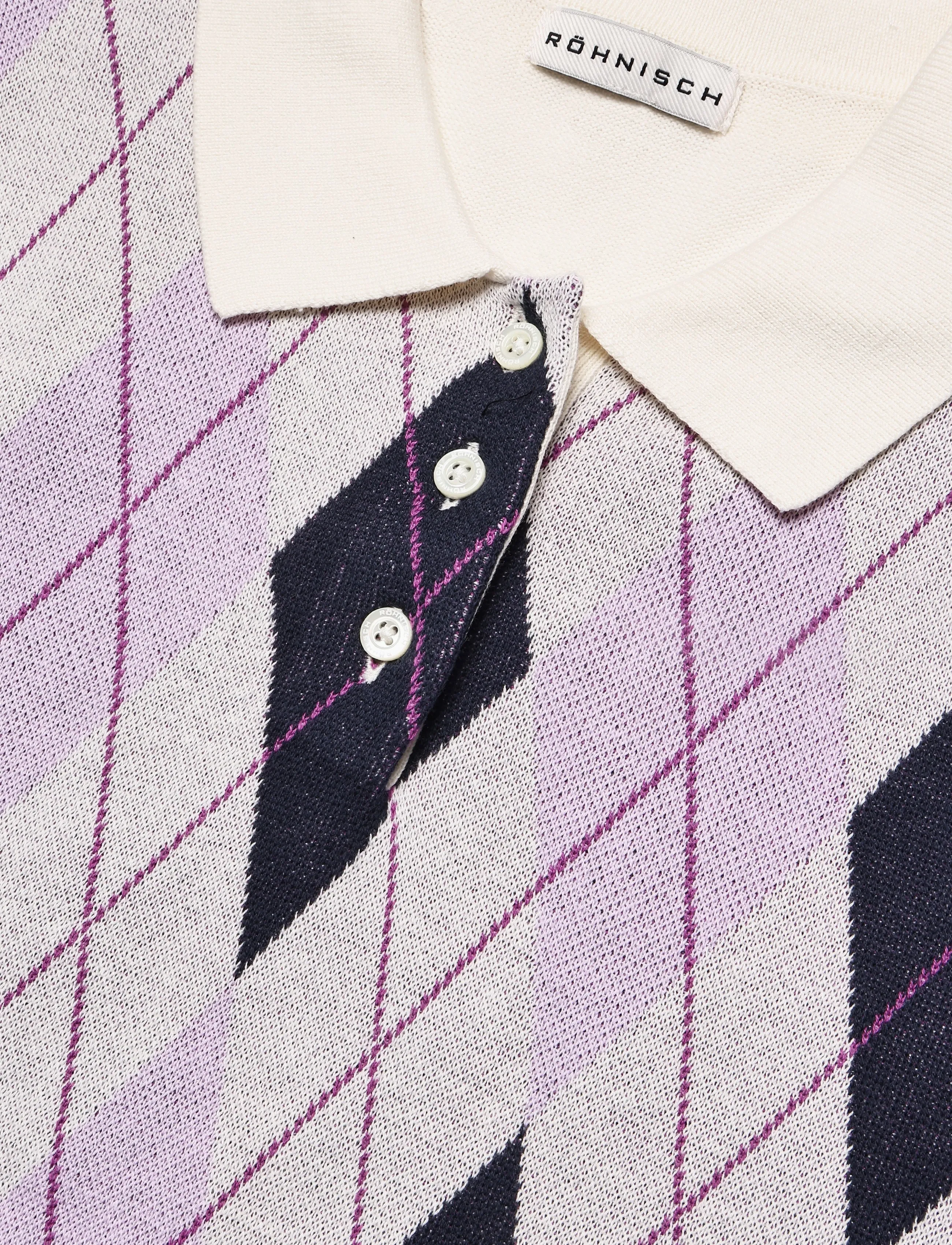 Röhnisch - Heritage Knitted Poloshirt - orchid argyle - 4