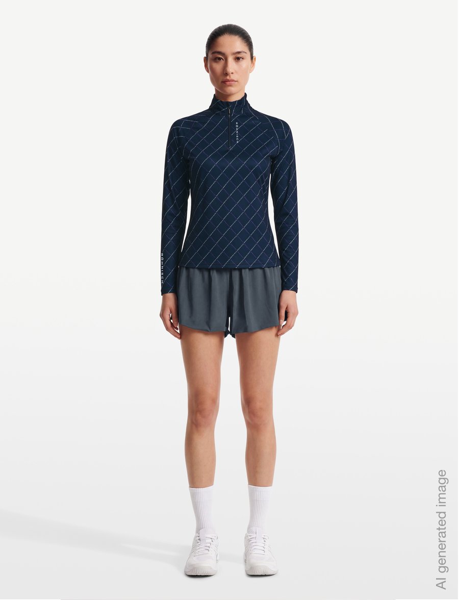 Röhnisch - Addy Long Sleeve - oberteile - navy logo argyle - 0