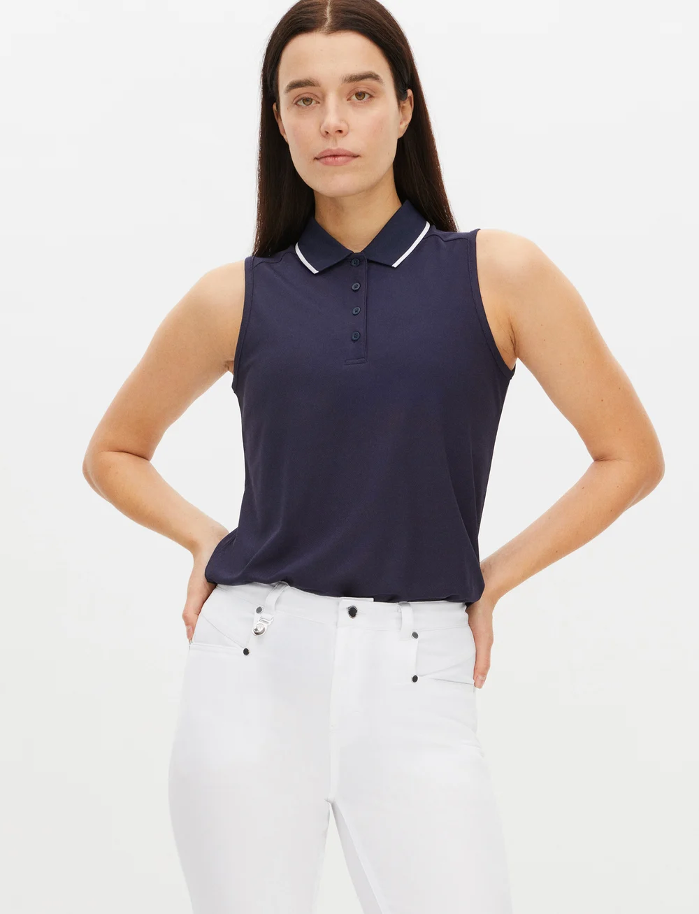 Röhnisch - Miriam Sleeveless Poloshirt - toppe & t-shirts - navy - 0
