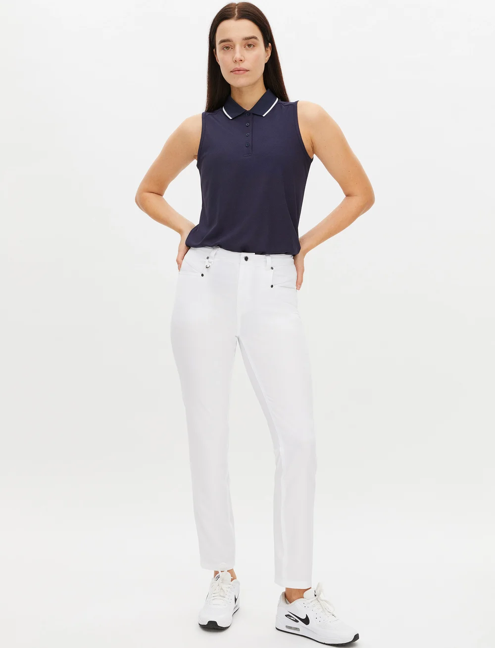 Röhnisch - Miriam Sleeveless Poloshirt - toppe & t-shirts - navy - 4