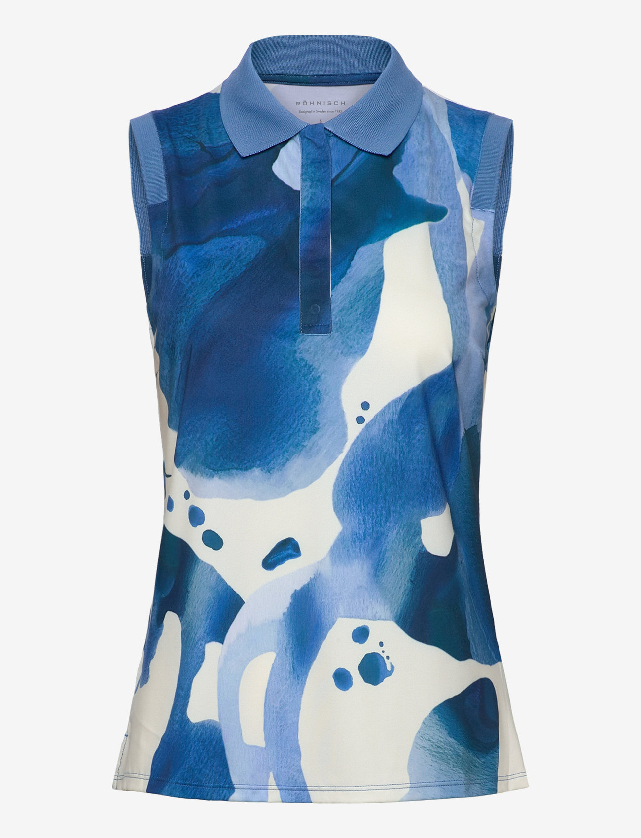 Röhnisch - Deni Sleeveless Poloshirt - toppe & t-shirts - blue aquarelle - 1