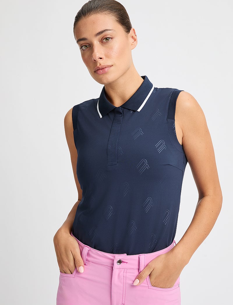 Röhnisch - Deni Sleeveless Poloshirt - toppar & t-shirts - navy - 0