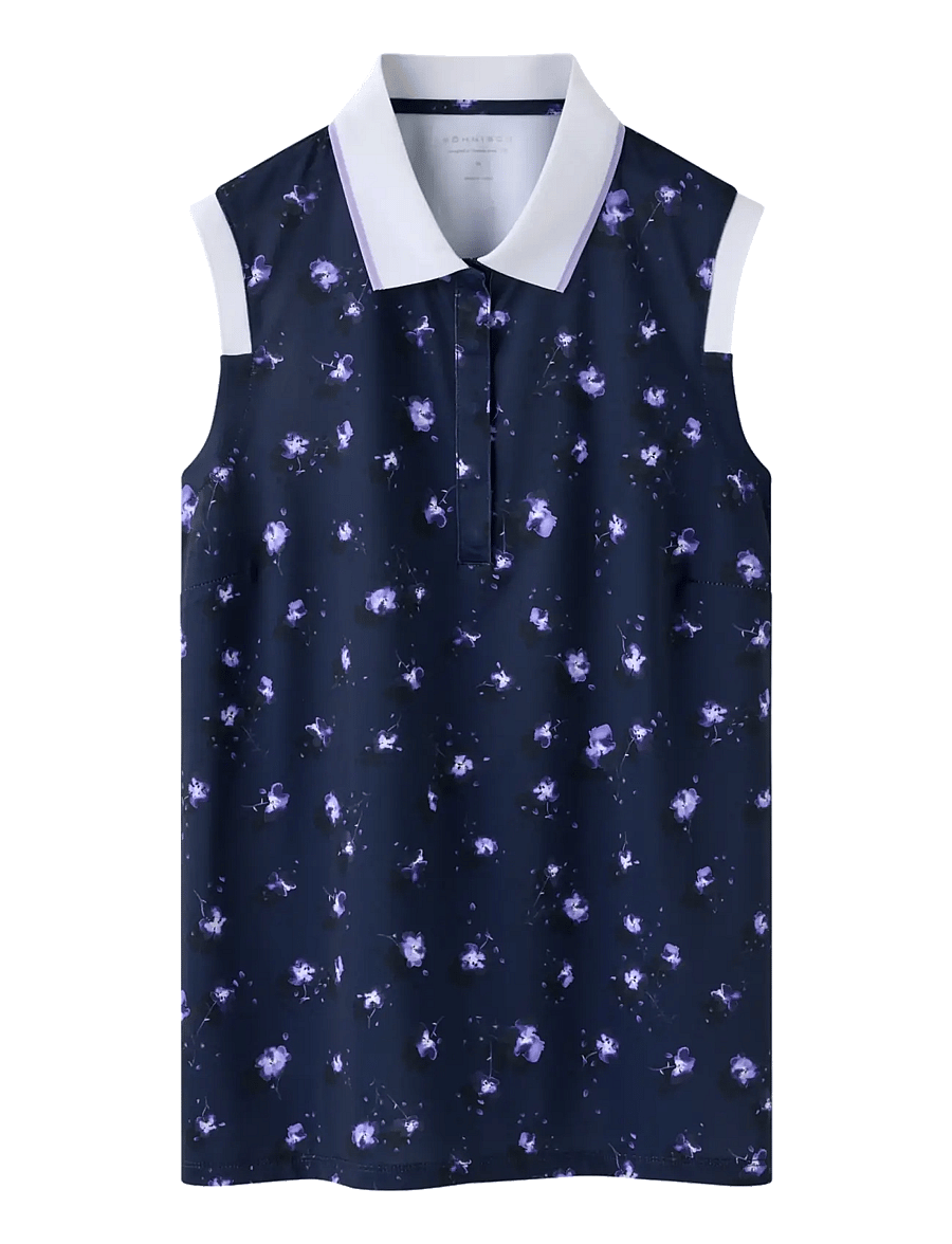 Röhnisch - Deni Sleeveless Poloshirt - toppar & t-shirts - purple mountain bloom - 1