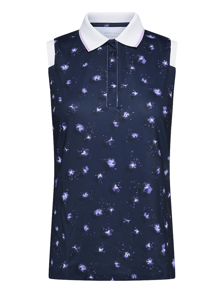 Röhnisch - Deni Sleeveless Poloshirt - toppe & t-shirts - purple mountain bloom - 1
