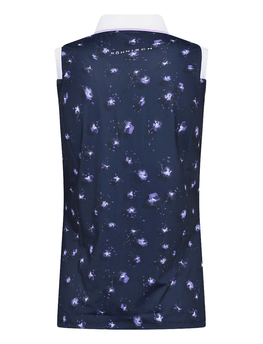 Röhnisch - Deni Sleeveless Poloshirt - toppe & t-shirts - purple mountain bloom - 2