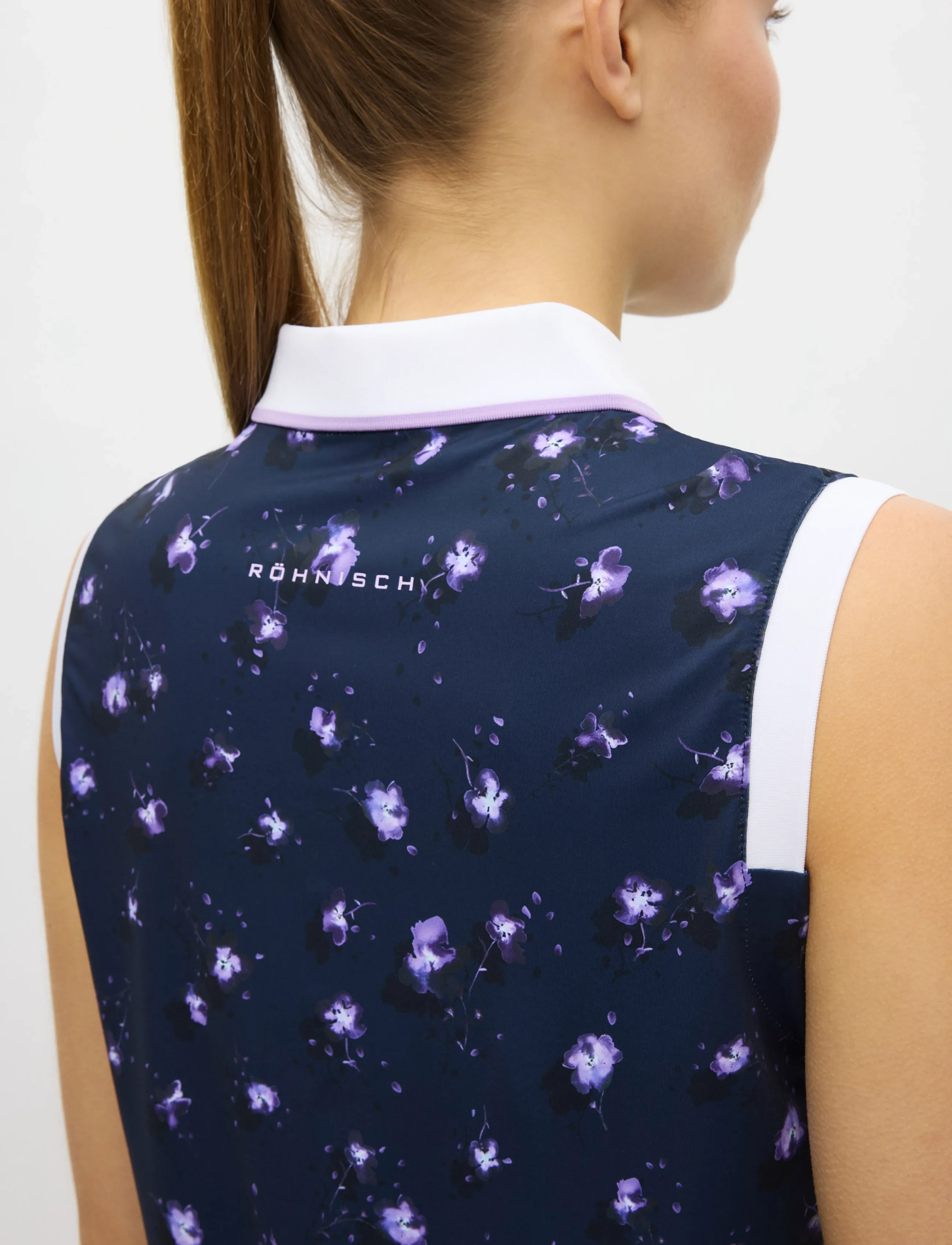 Röhnisch - Deni Sleeveless Poloshirt - toppar & t-shirts - purple mountain bloom - 3