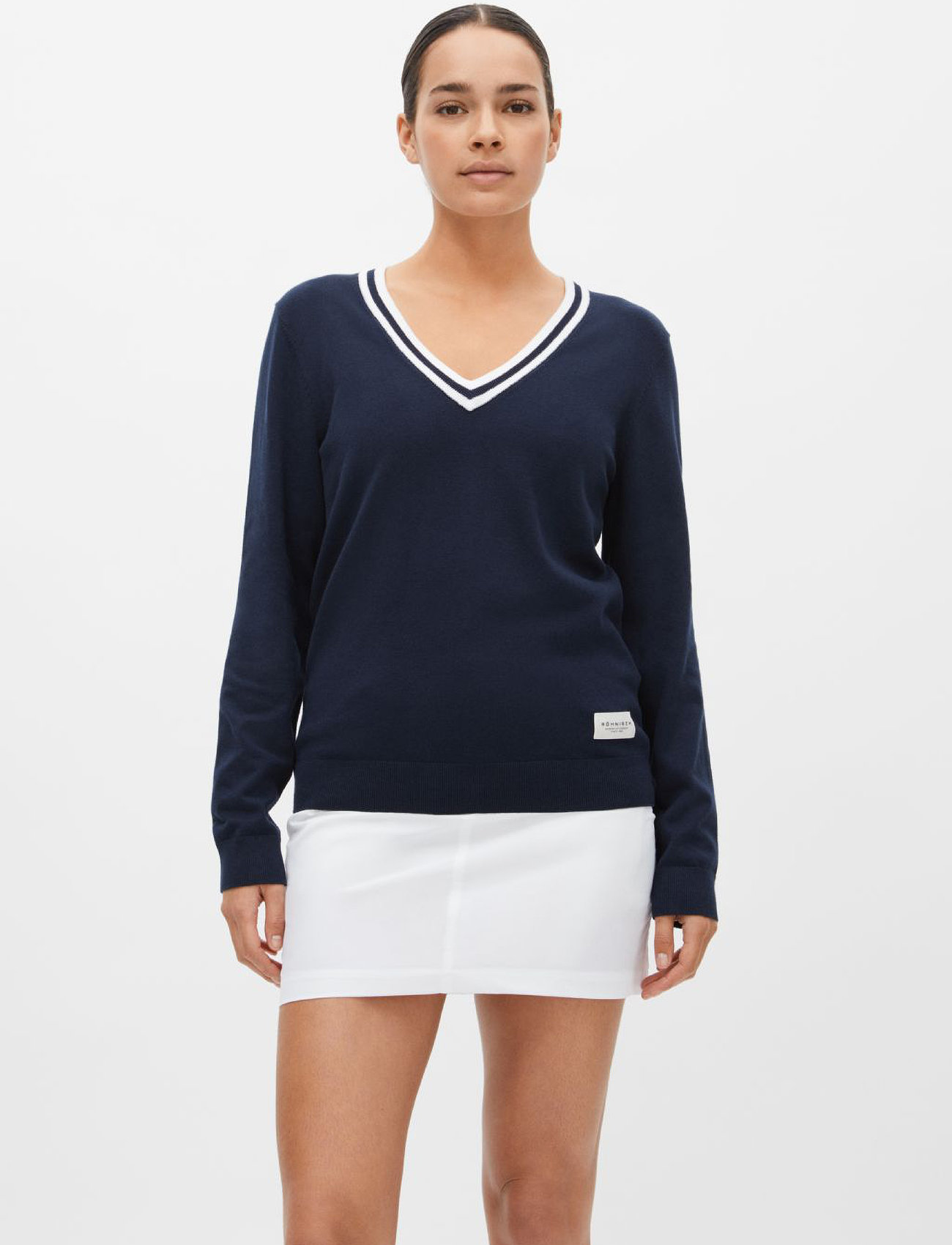 Röhnisch - Adele Knitted Sweater - jumpers - navy/white - 1