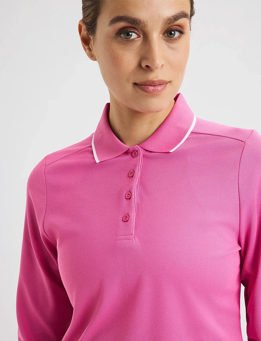 Röhnisch - Miriam Long Sleeve Poloshirt - oberteile & t-shirts - rose - 3
