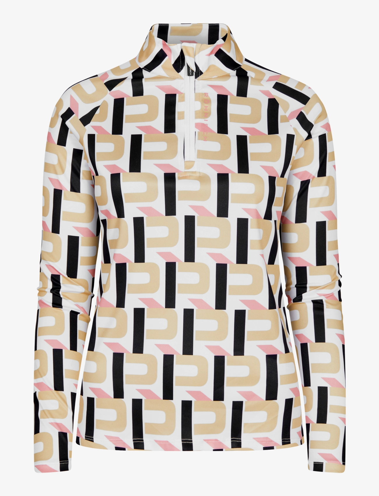 Röhnisch - Addy Printed Long Sleeve - logo big beige - 1