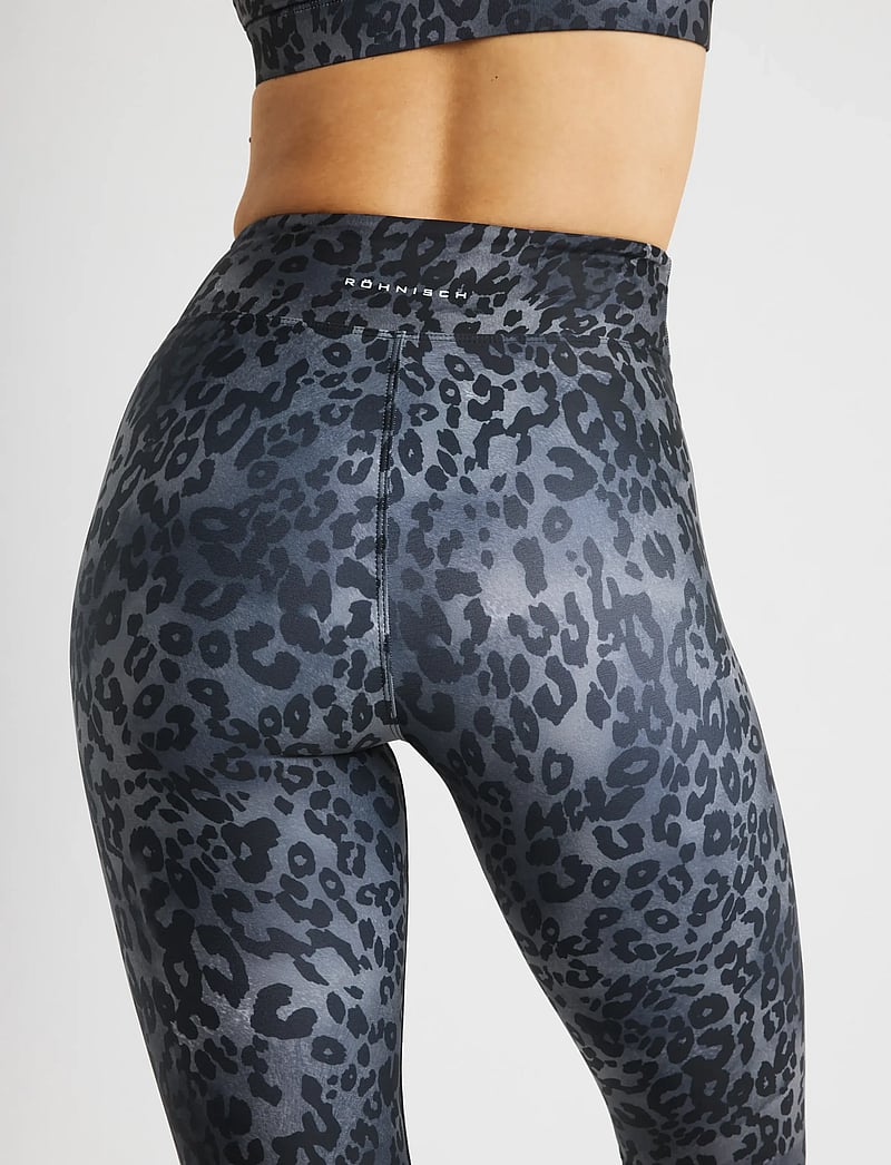 Röhnisch - Printed High Waist Tights - træningstights - grey leo print - 0