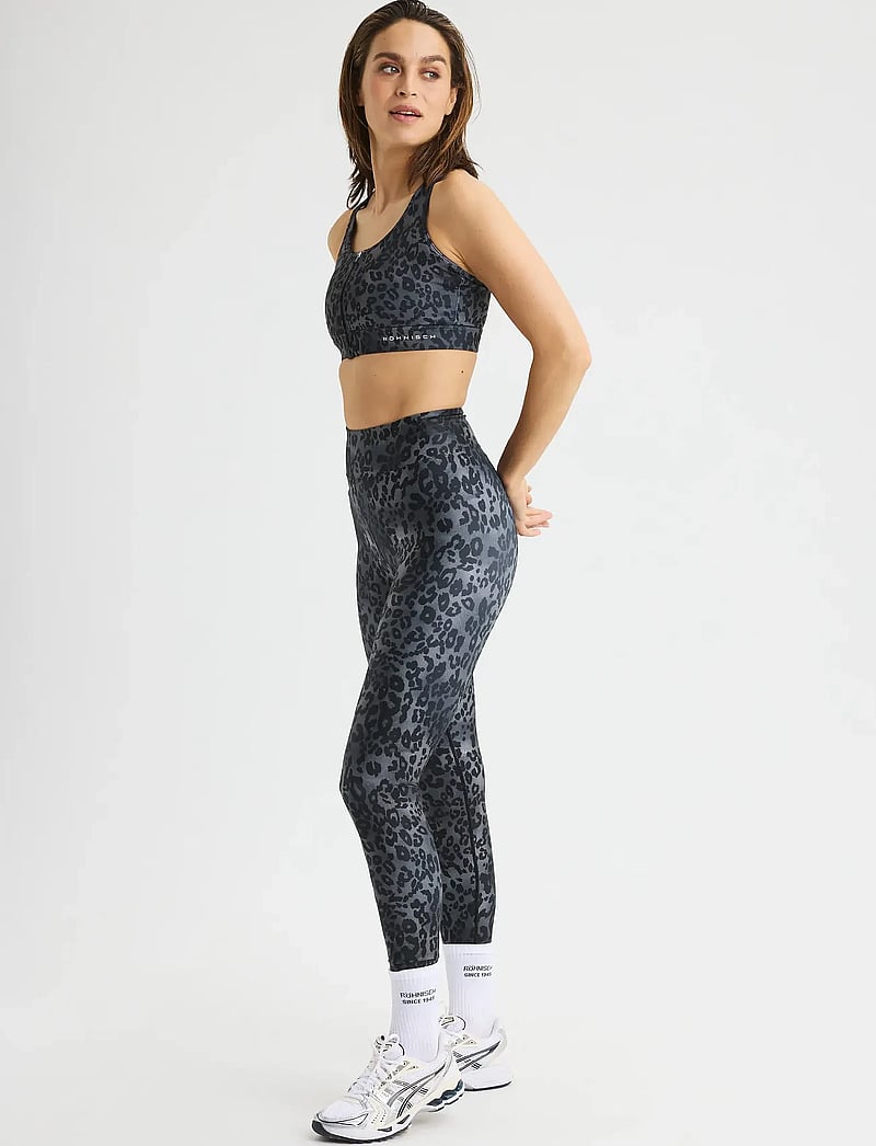 Röhnisch - Printed High Waist Tights - træningstights - grey leo print - 2