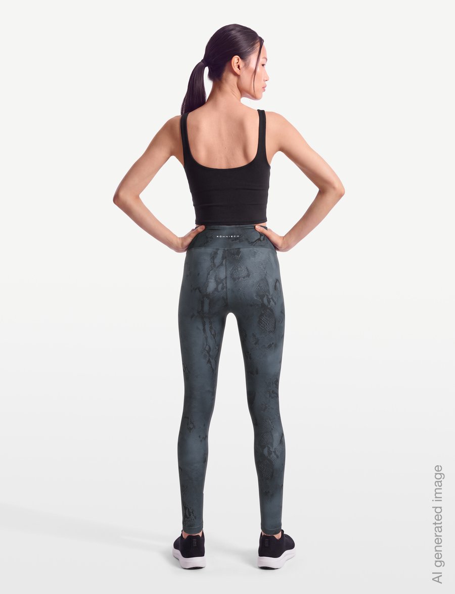 Röhnisch - Printed High Waist Tights - full längd - grey snake - 4