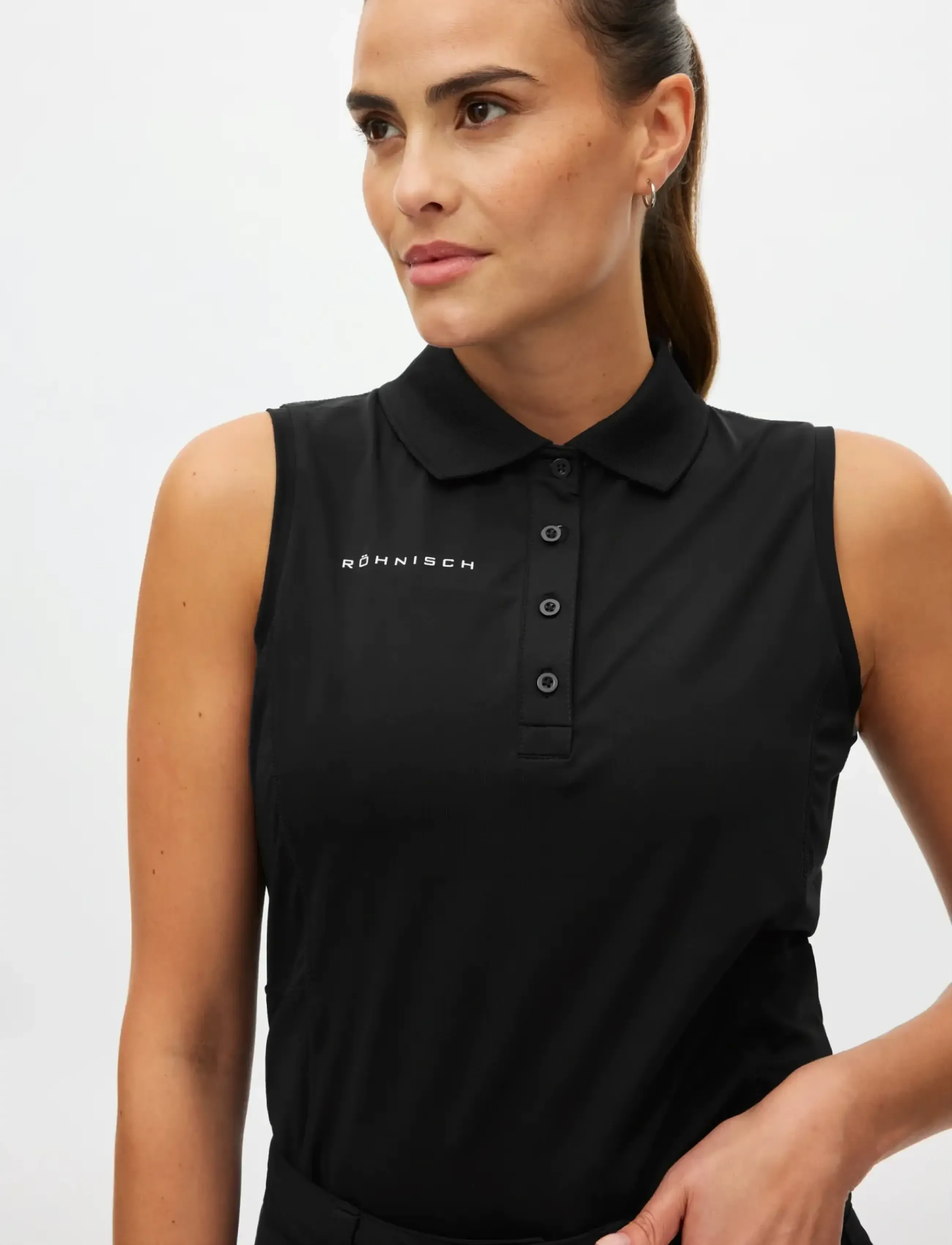 Röhnisch - Nicky Sleeveless Poloshirt - oberteile & t-shirts - black - 2