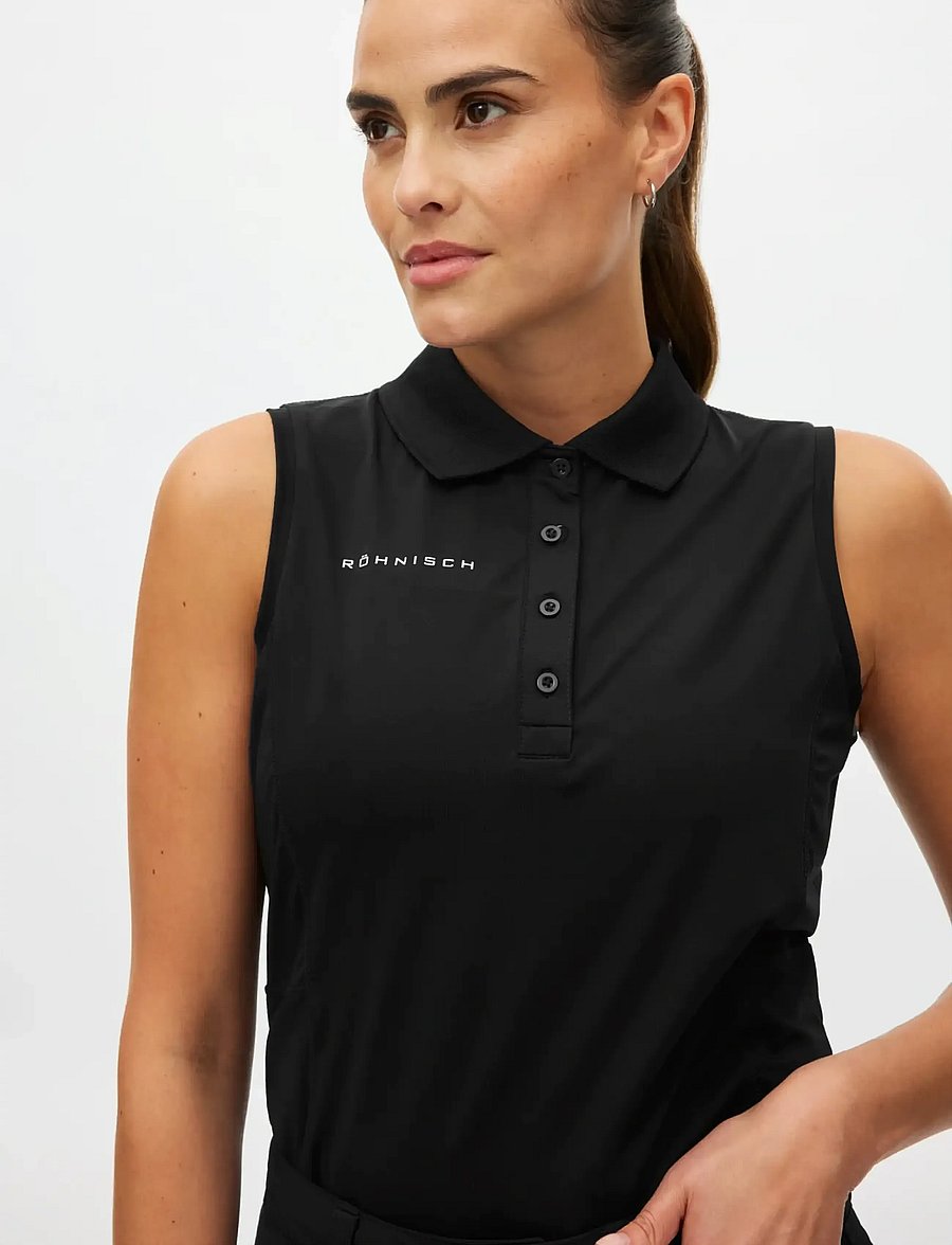 Röhnisch - Nicky Sleeveless Poloshirt - oberteile & t-shirts - black - 2
