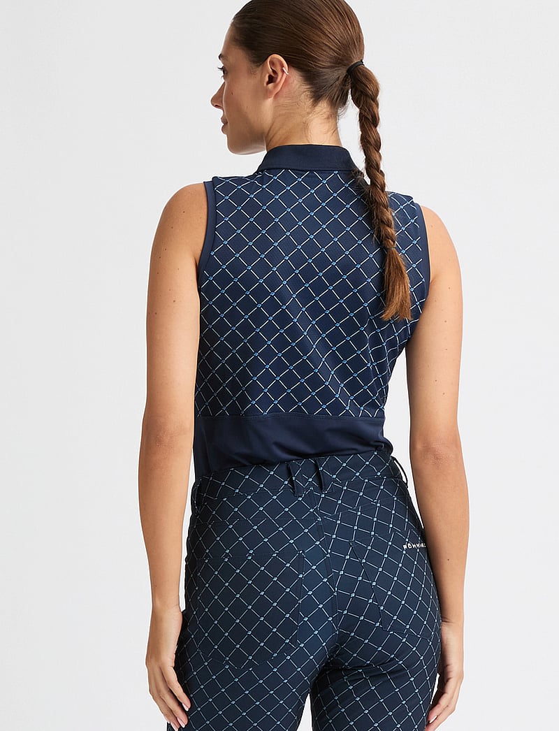 Röhnisch - Nicky Sleeveless Poloshirt - oberteile & t-shirts - micro r check navy - 0