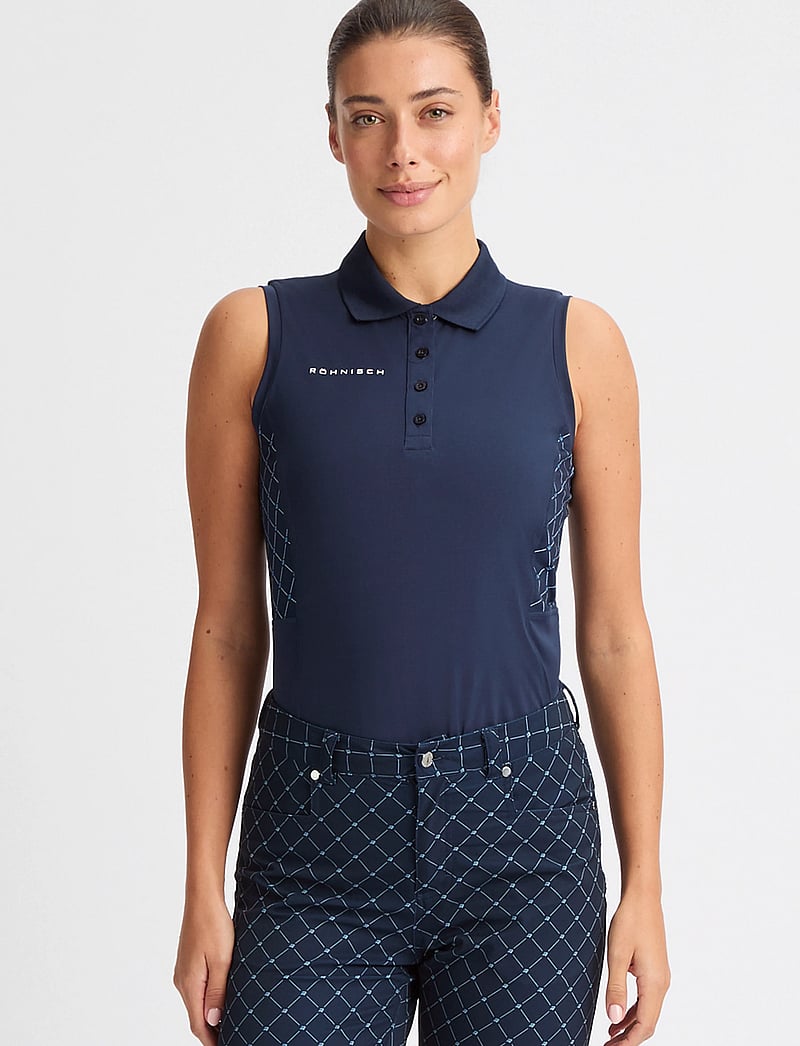 Röhnisch - Nicky Sleeveless Poloshirt - oberteile & t-shirts - micro r check navy - 3