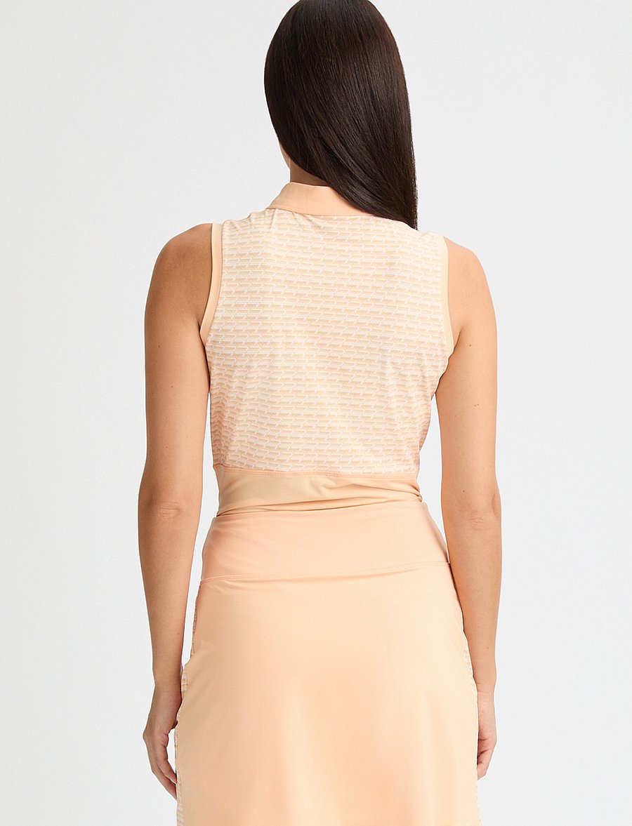 Röhnisch - Nicky Sleeveless Poloshirt - oberteile & t-shirts - monogram peach - 3