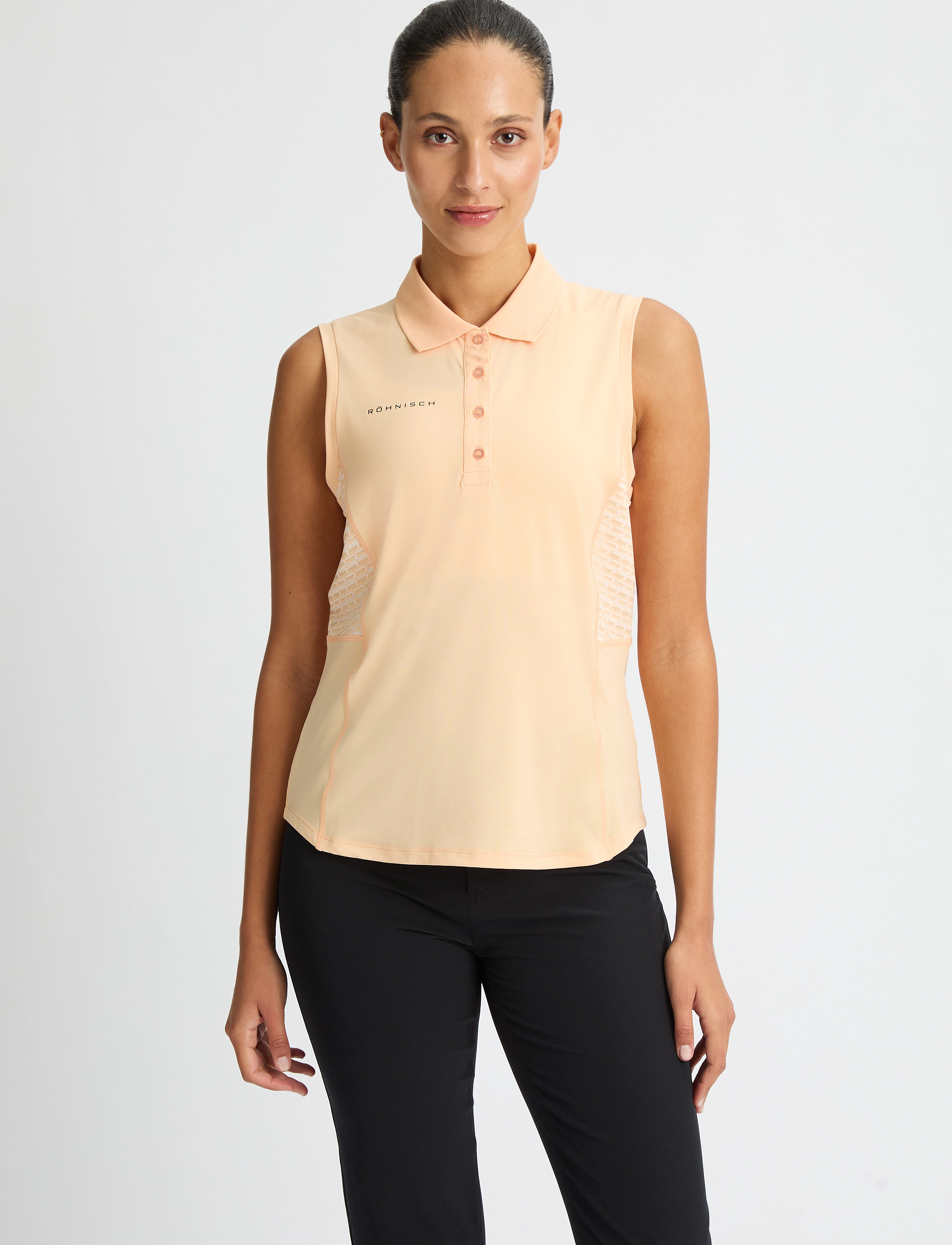 Röhnisch - Nicky Sleeveless Poloshirt - oberteile & t-shirts - monogram peach - 5