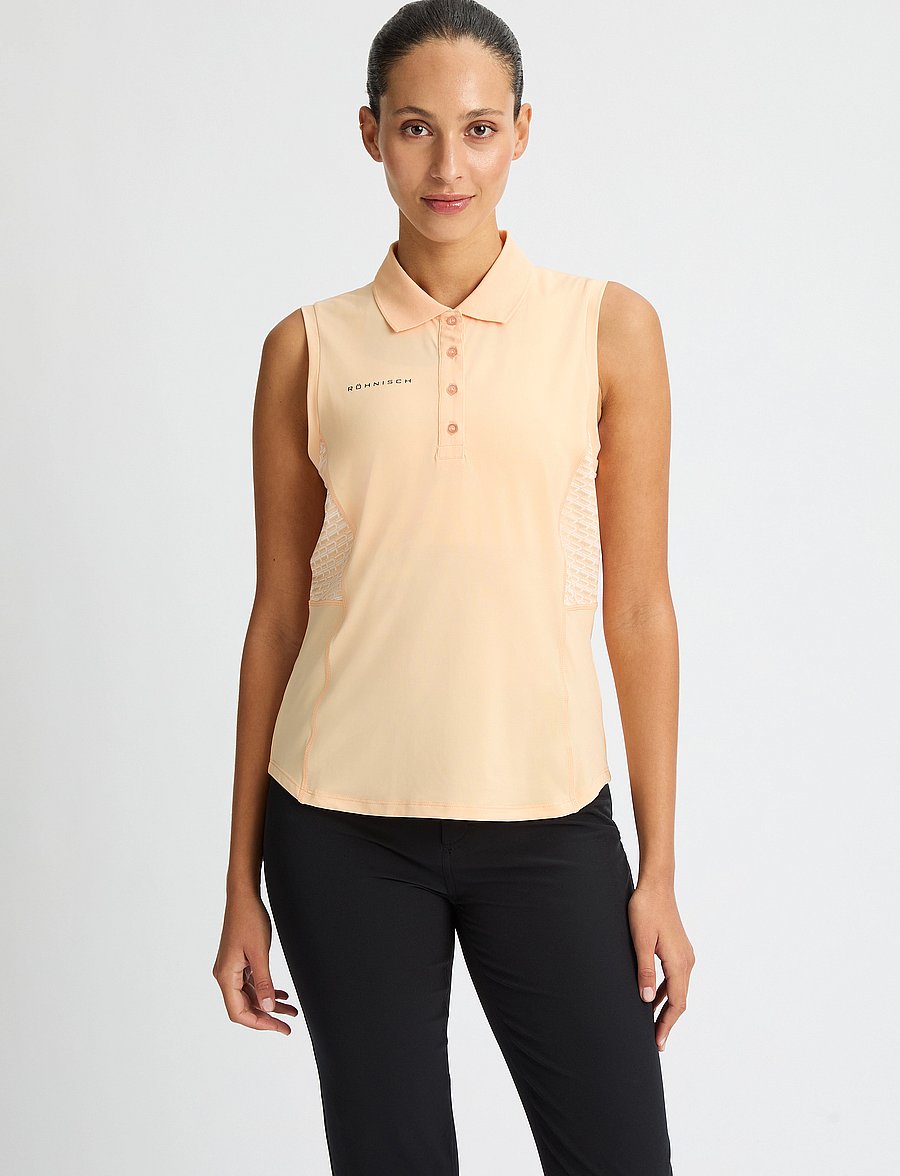 Röhnisch - Nicky Sleeveless Poloshirt - oberteile & t-shirts - monogram peach - 5