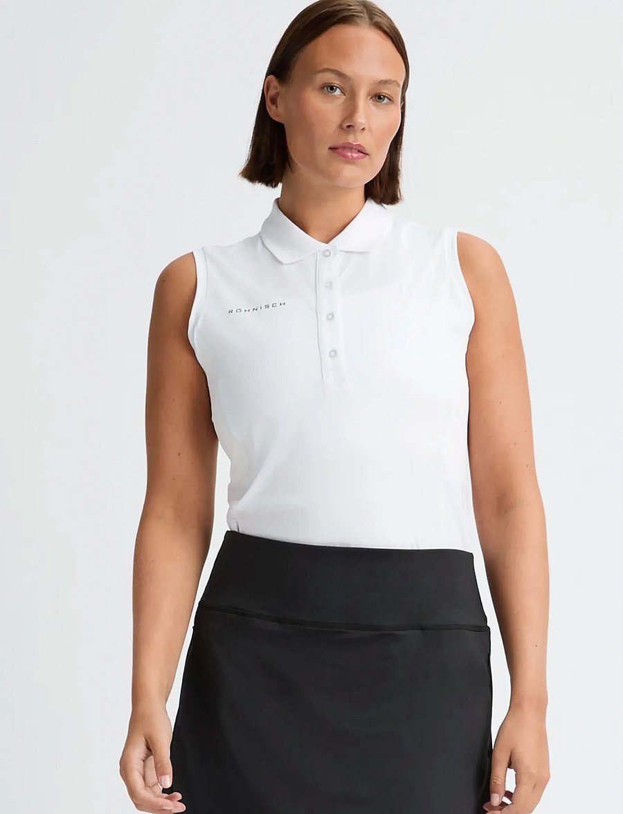 Röhnisch - Nicky Sleeveless Poloshirt - oberteile & t-shirts - white - 1