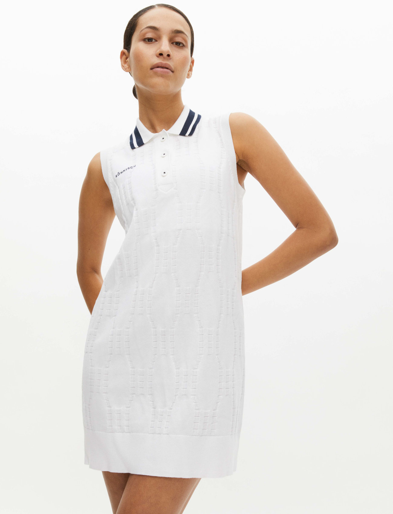 Röhnisch - Riviera knit dress - sportiska stila kleitas - white - 1