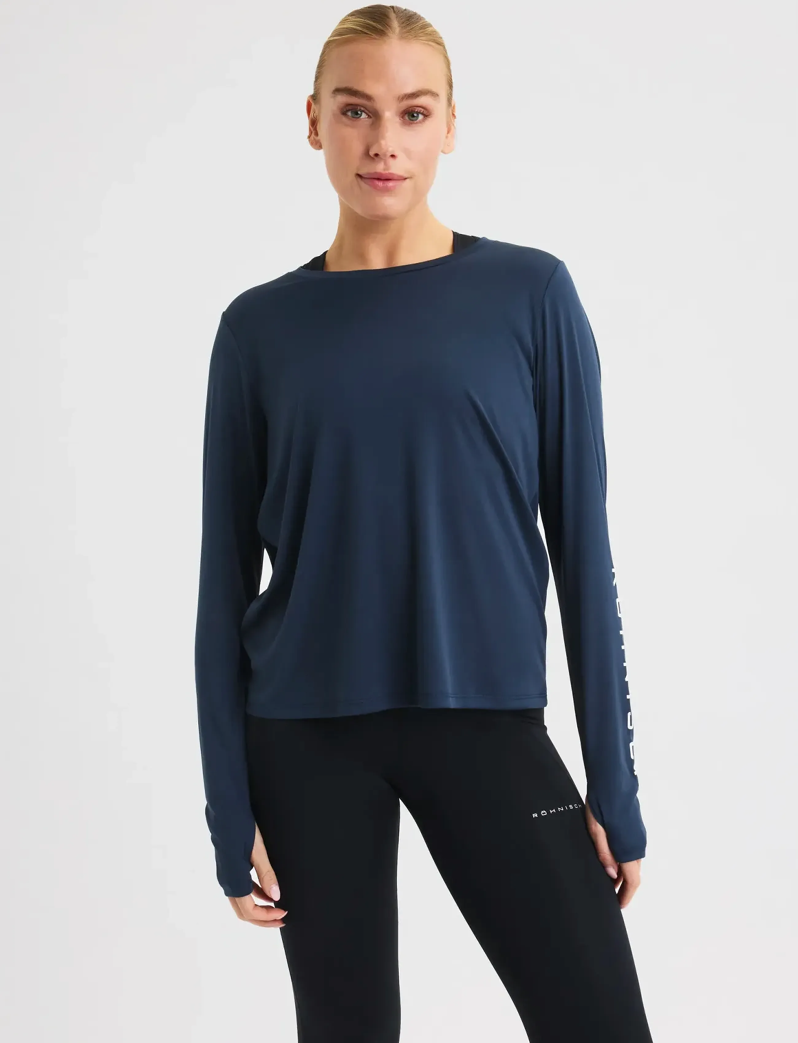 Röhnisch Team Logo Long Sleeve, XL, Navy, T-Shirts & Toppe > Langærmede, Dame