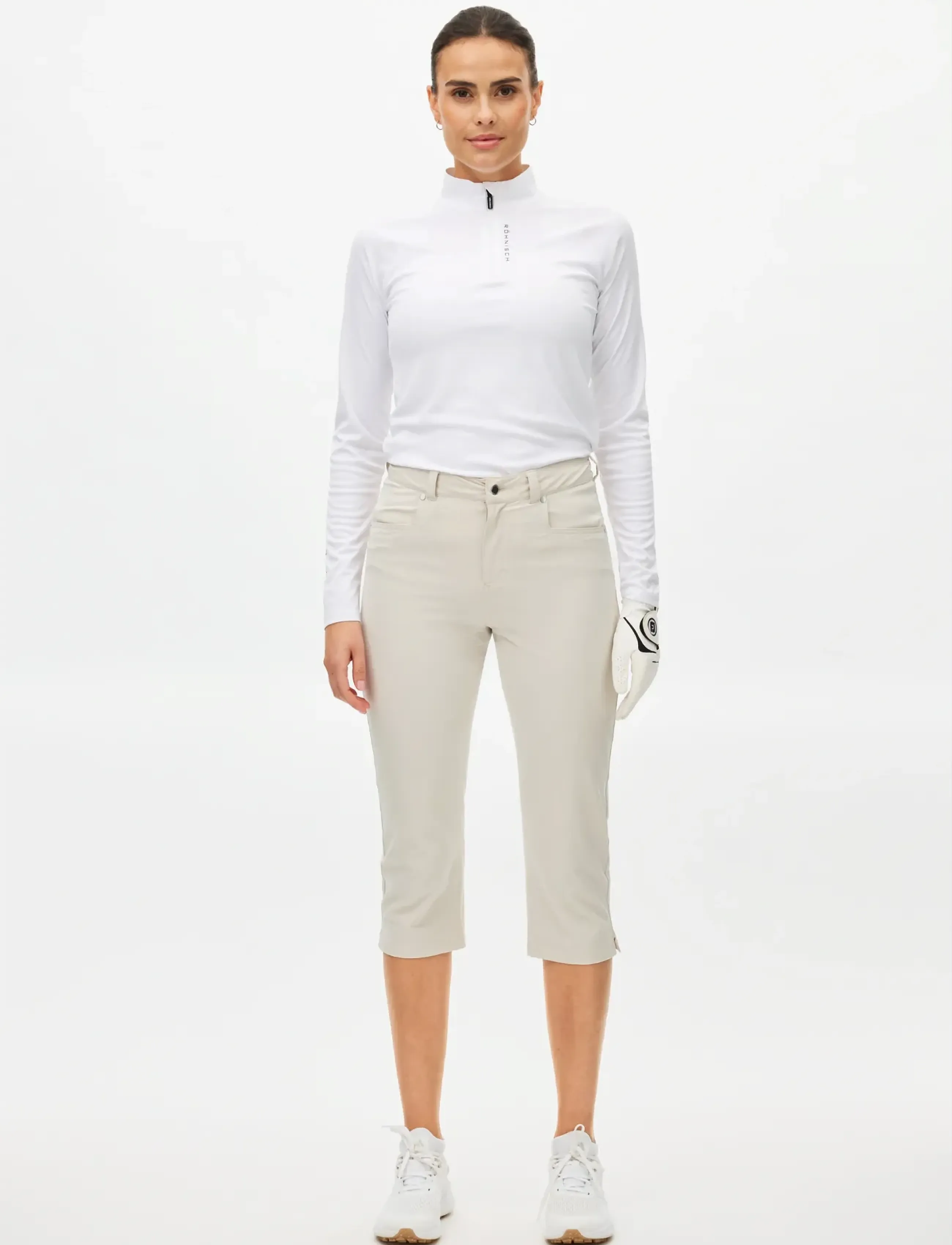 Röhnisch Chie Comfort Capri, Kvinder, Komfort Capri Bukser, Cream, Str: 36