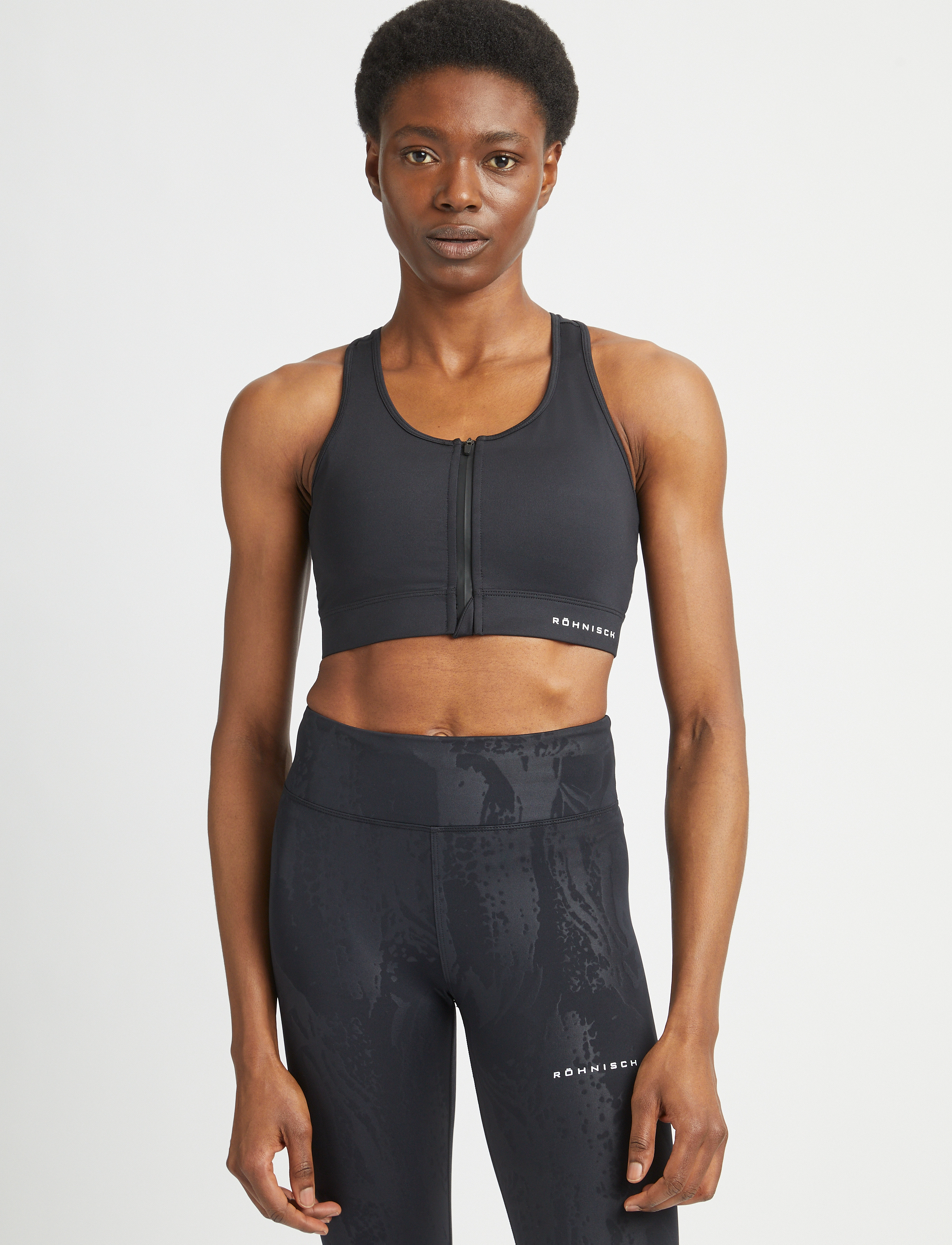 Röhnisch Essential Zip Sportsbra, XXL, Black, Sport Clothing > Sport Bras - All, Dame