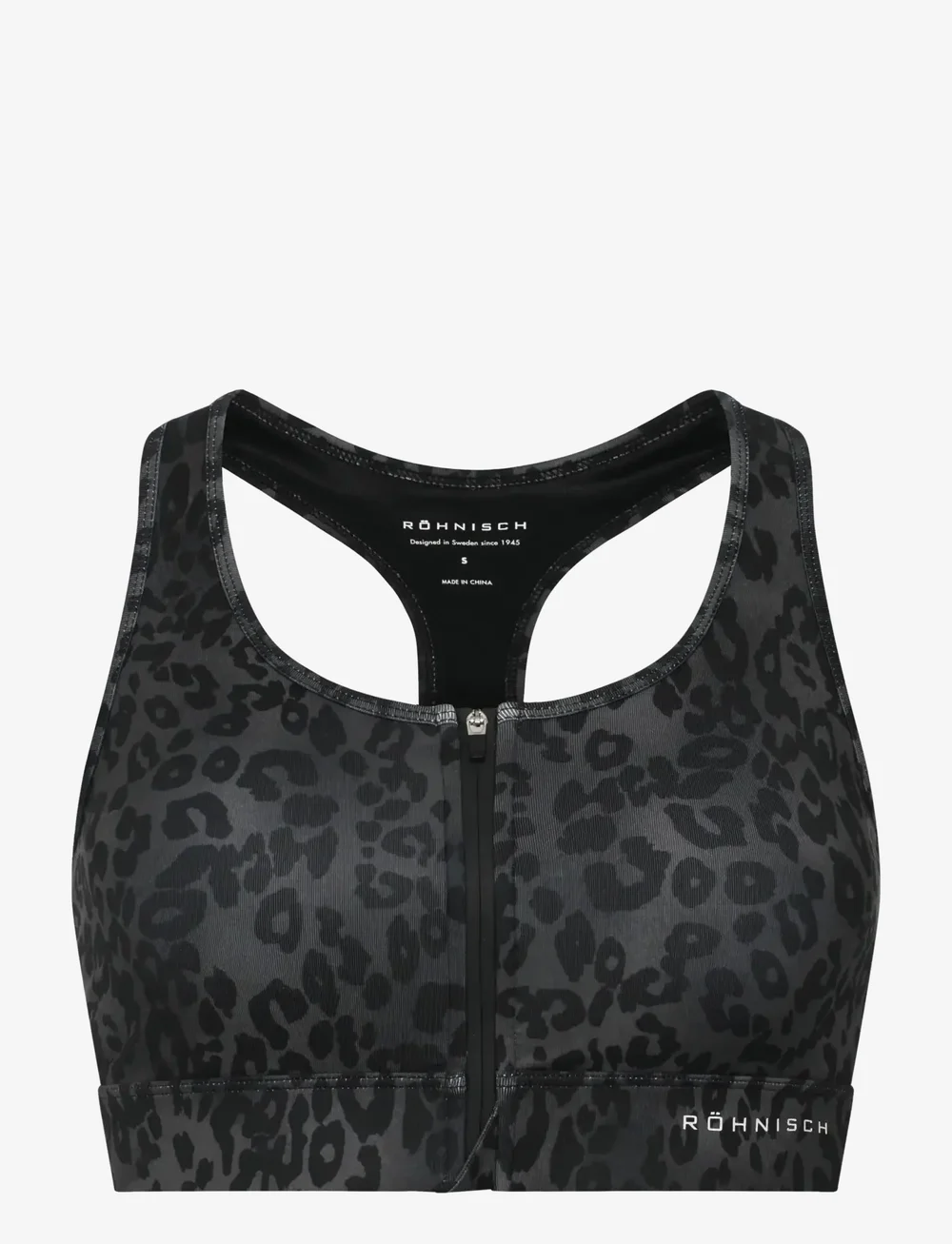 Röhnisch - Essential Zip Sportsbra - høj støtte - grey leo print - 1
