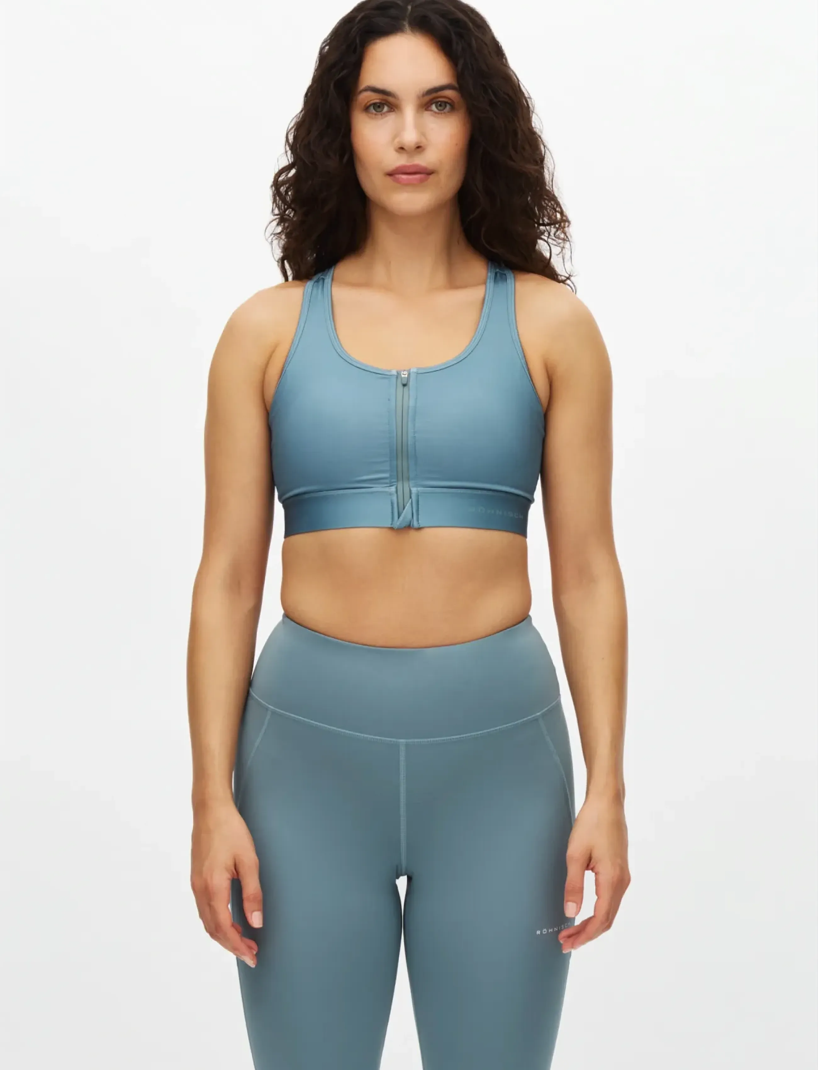 Röhnisch Essential Zip Sportsbra, S, Blue, Sport Clothing > Sport Bras - All, Dame