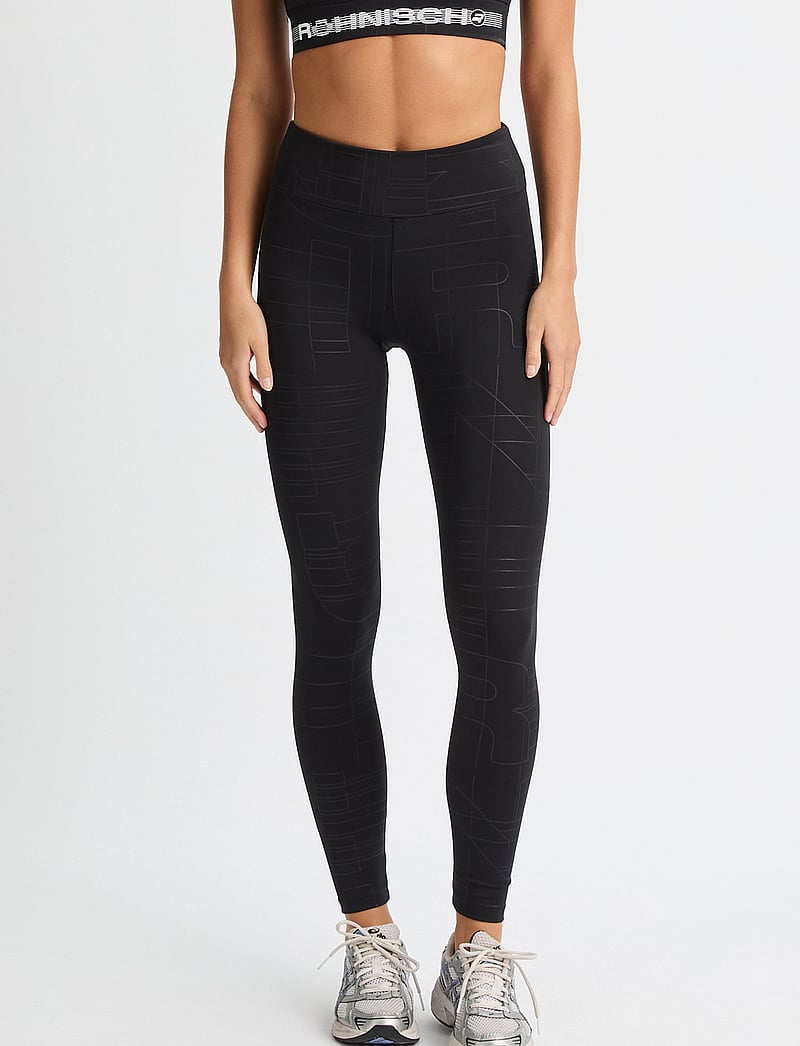 Röhnisch - Logo Effect High Waist Tights - trainingstights - black logo emboss - 2